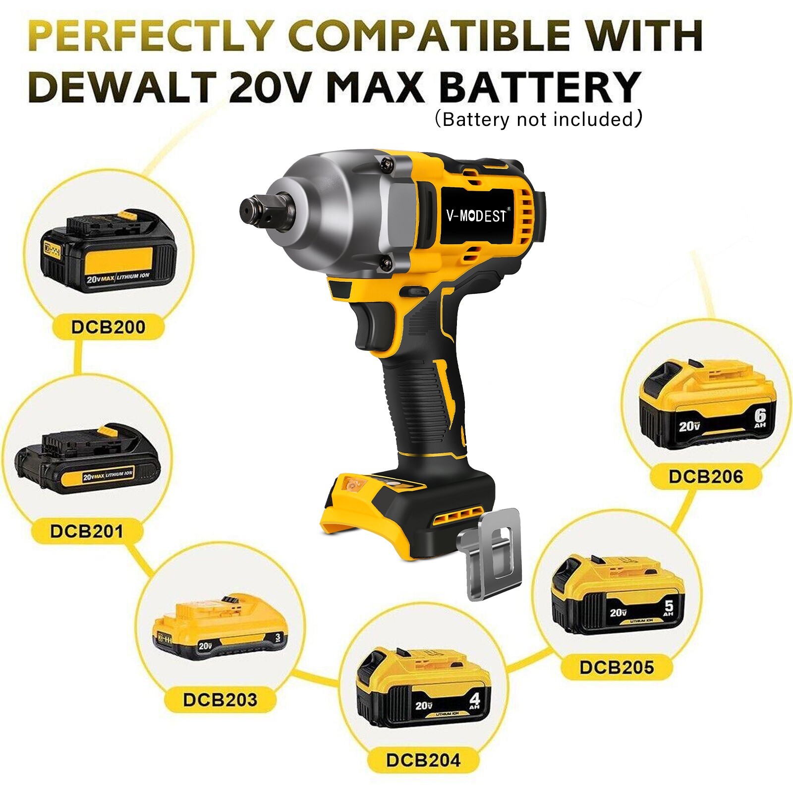 High Torque Fits DeWalt 20v Max Brushless Cordless 1/2 » Impact Wrench 480Ft-lbs
