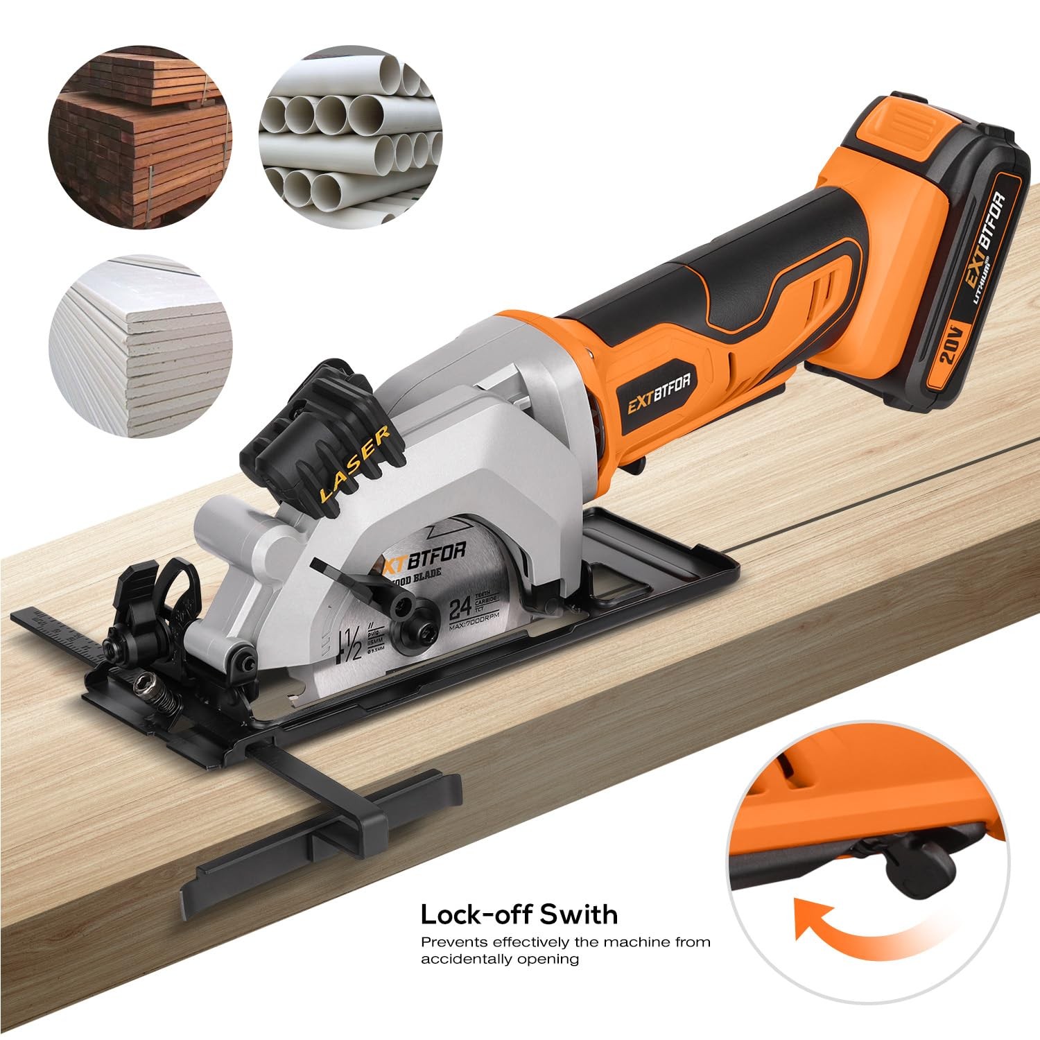 Extbtfor Circular Saw,4-1/2&Prime; Mini Circular Saw Cordless with 2.0A Battery, Po…