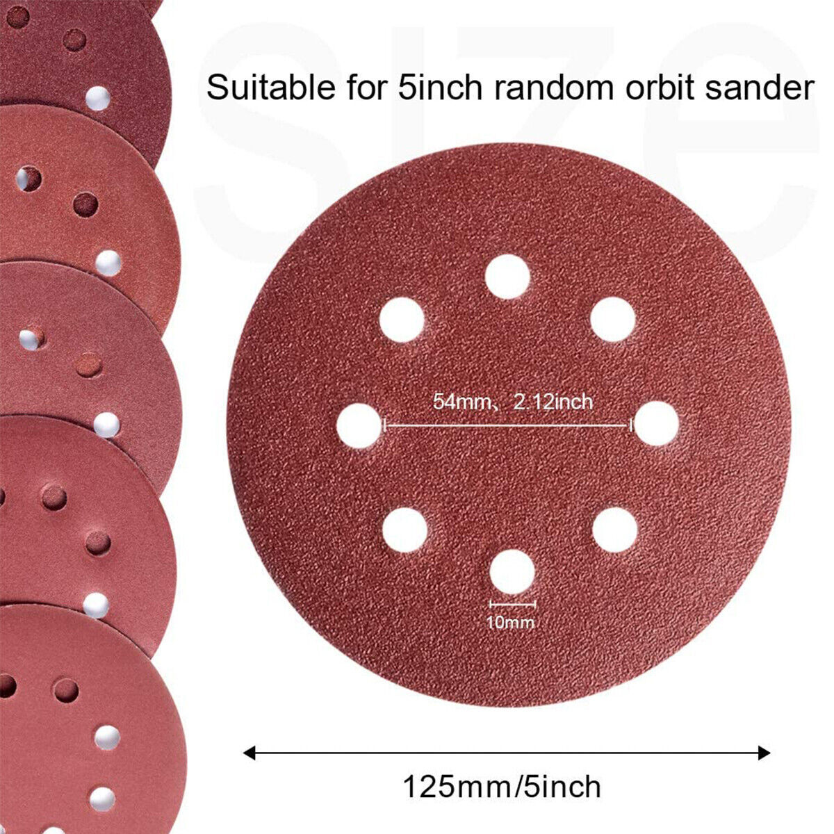 50PCS 600 Grit Orbital Sander Sandpaper Paper 5&Prime; 8-Hole Hook Loop Sanding Discs