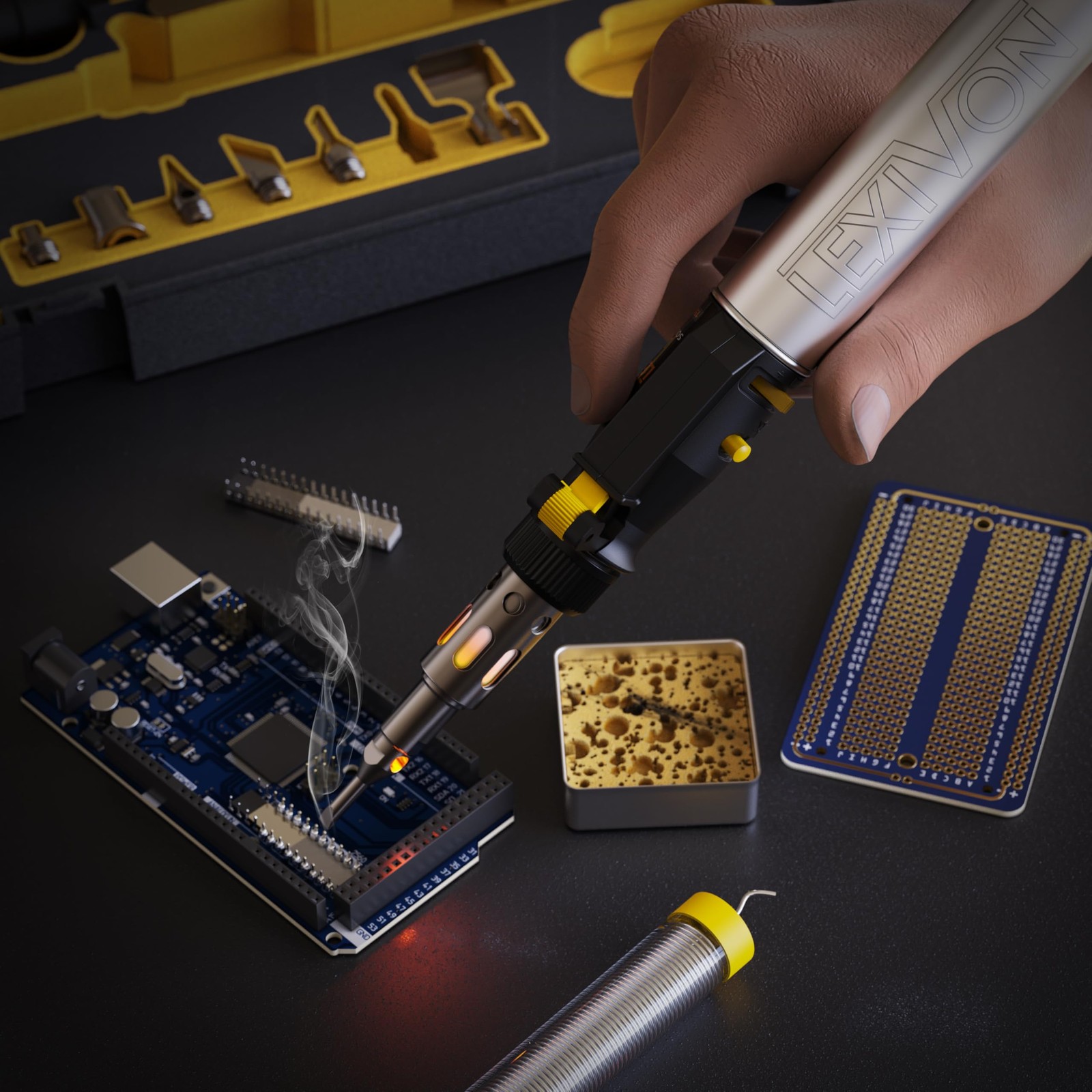 LEXIVON Butane Soldering Iron Multi-Purpose Kit | Cordless Self-Igniting Adjusta