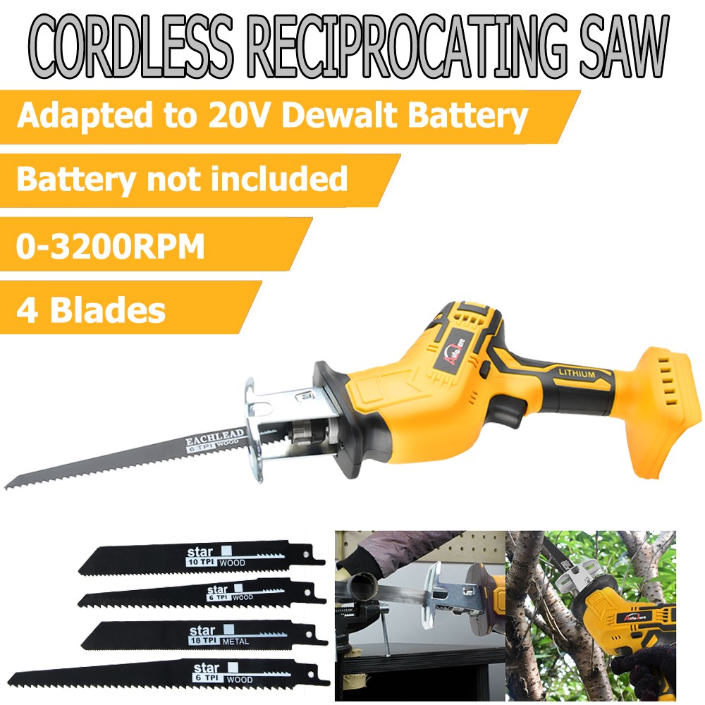 20V Brushless Reciprocating Saw for DeWalt Battery, Wood Metal PVC Cutting