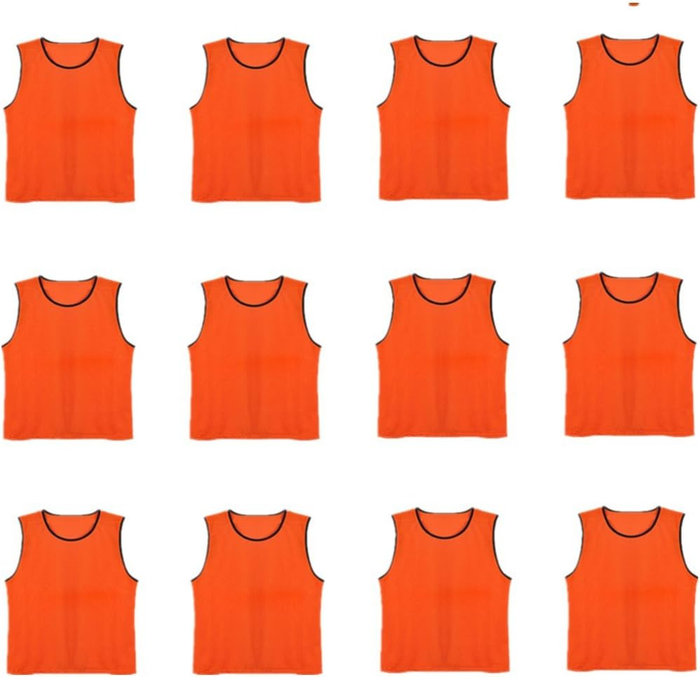 DH Soccer Sports Team Practice Pinnies Training Mesh Vests Youth -12 Pcs Pack