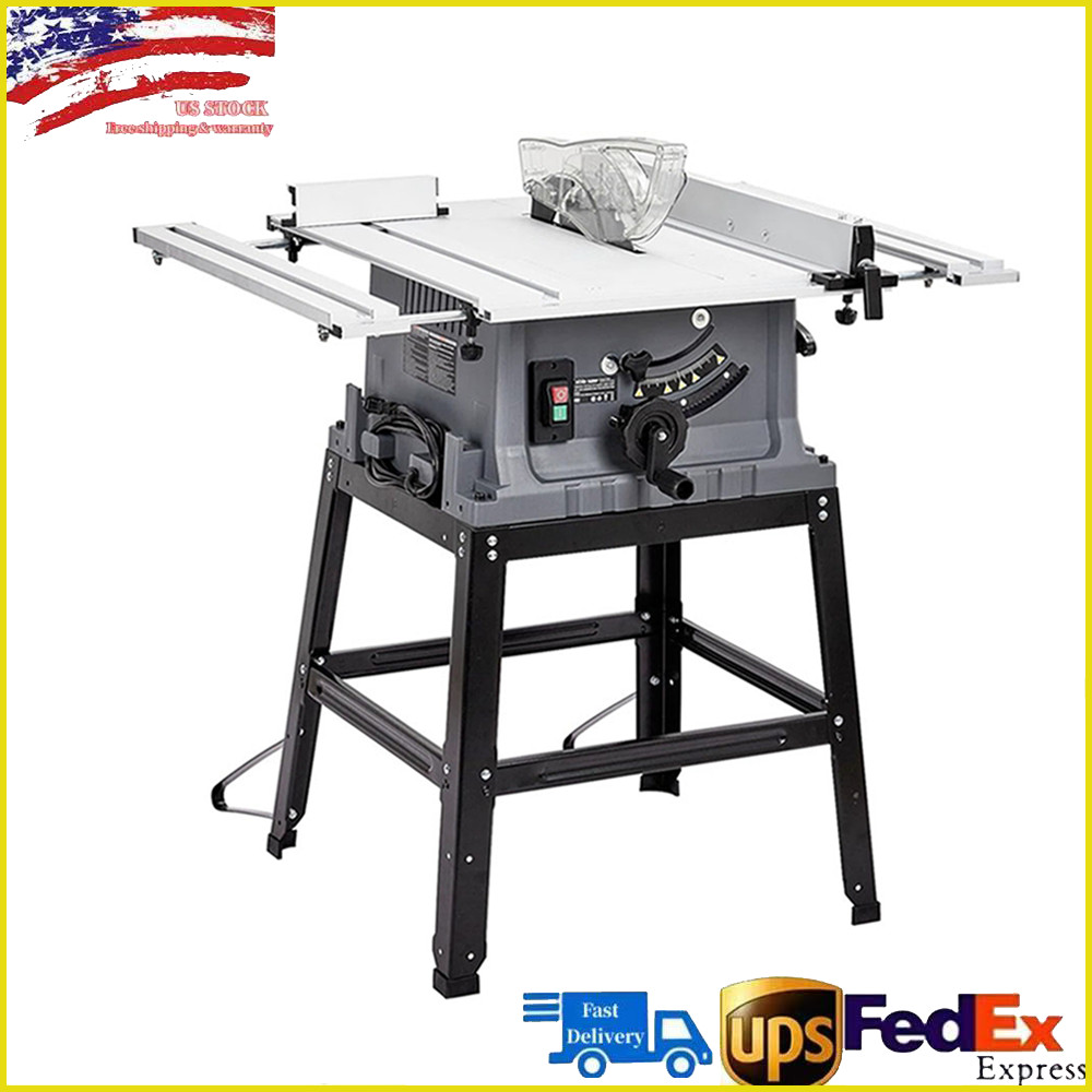 10 Inch Portable Benchtop Table Saw 15 Amp 5000RPM 90° Cross Cut 0-45° Bevel Cut