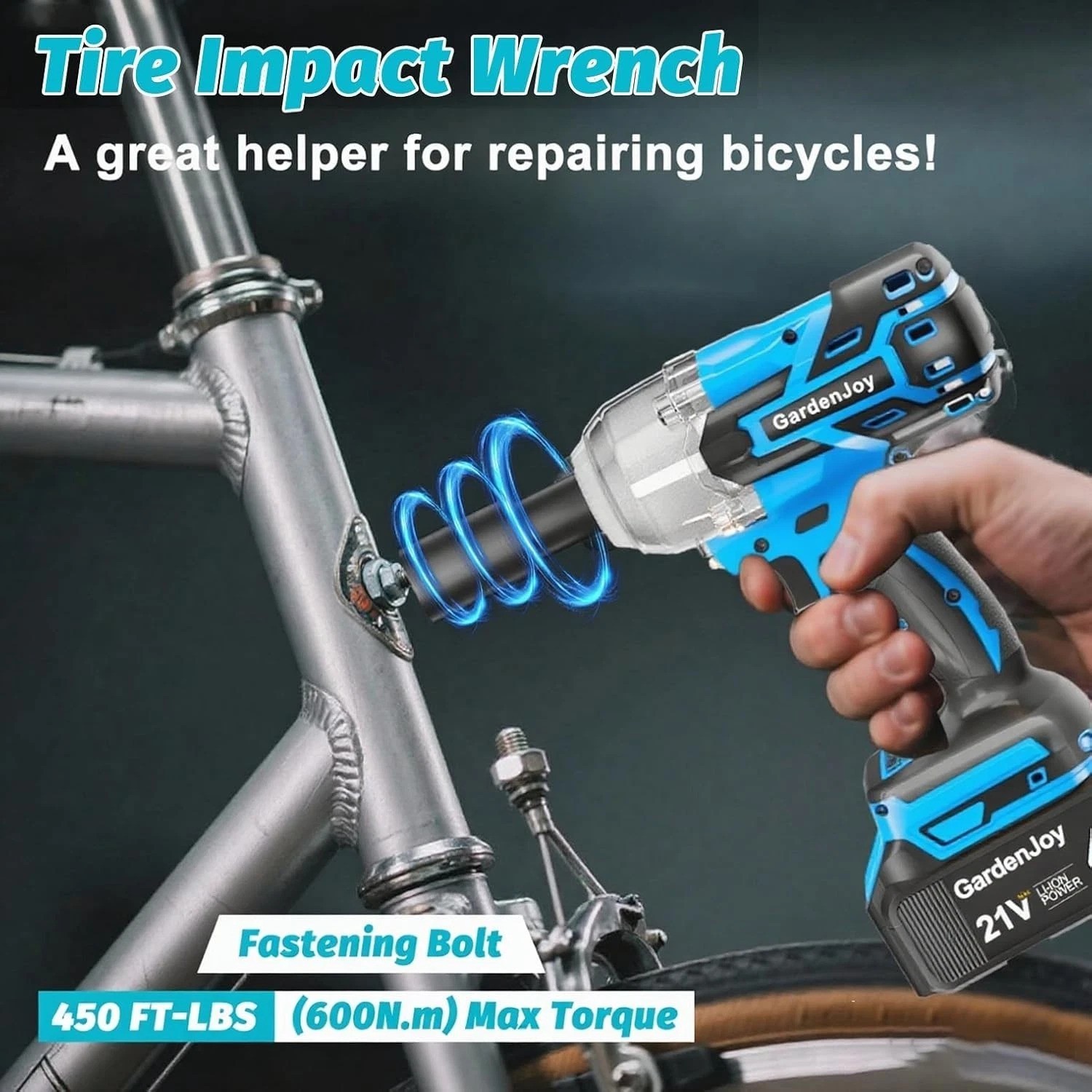 Cordless Impact Wrench, 1/2&Prime; 450Ft-lbs, 4.0Ah Battery & 4 Sockets | 600N.m Ma…