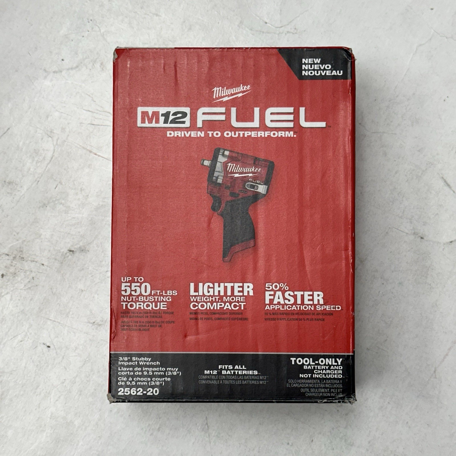 Milwaukee 2562-20 M12 FUEL Cordless Stubby Impact Wrench – New