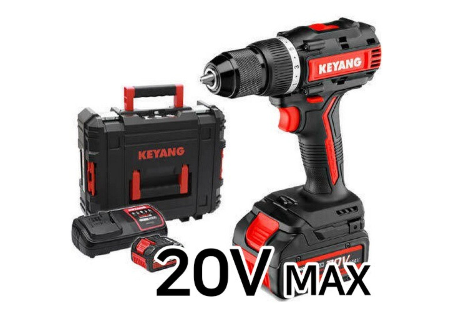 KEYANG DD20BLA-70C 2×5.0Ah BL 20V Max Keyless 13mm 2000Rpm 70Nm LED Charger220V