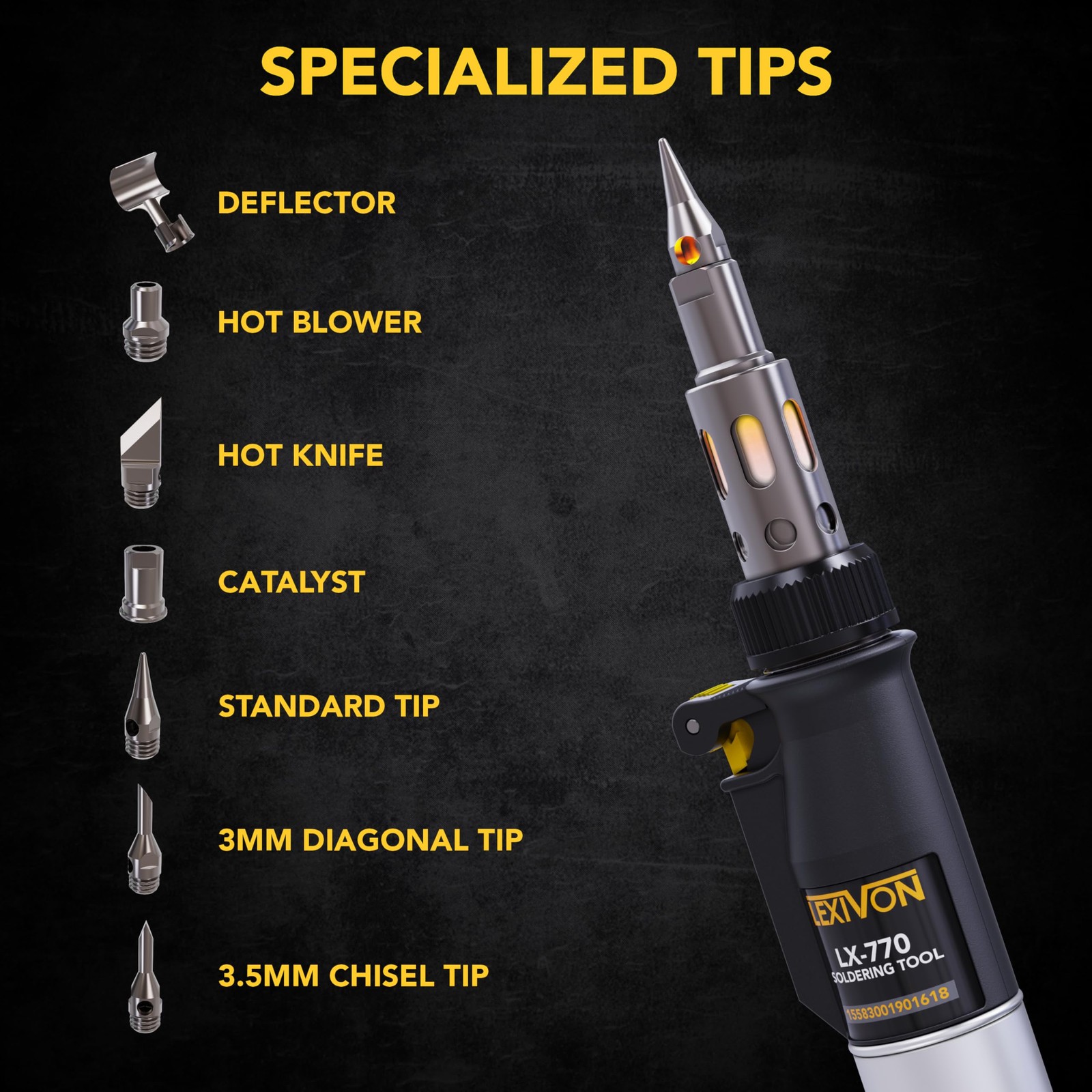 LEXIVON Butane Soldering Iron Multi-Purpose Kit | Cordless Self-Igniting Adjusta