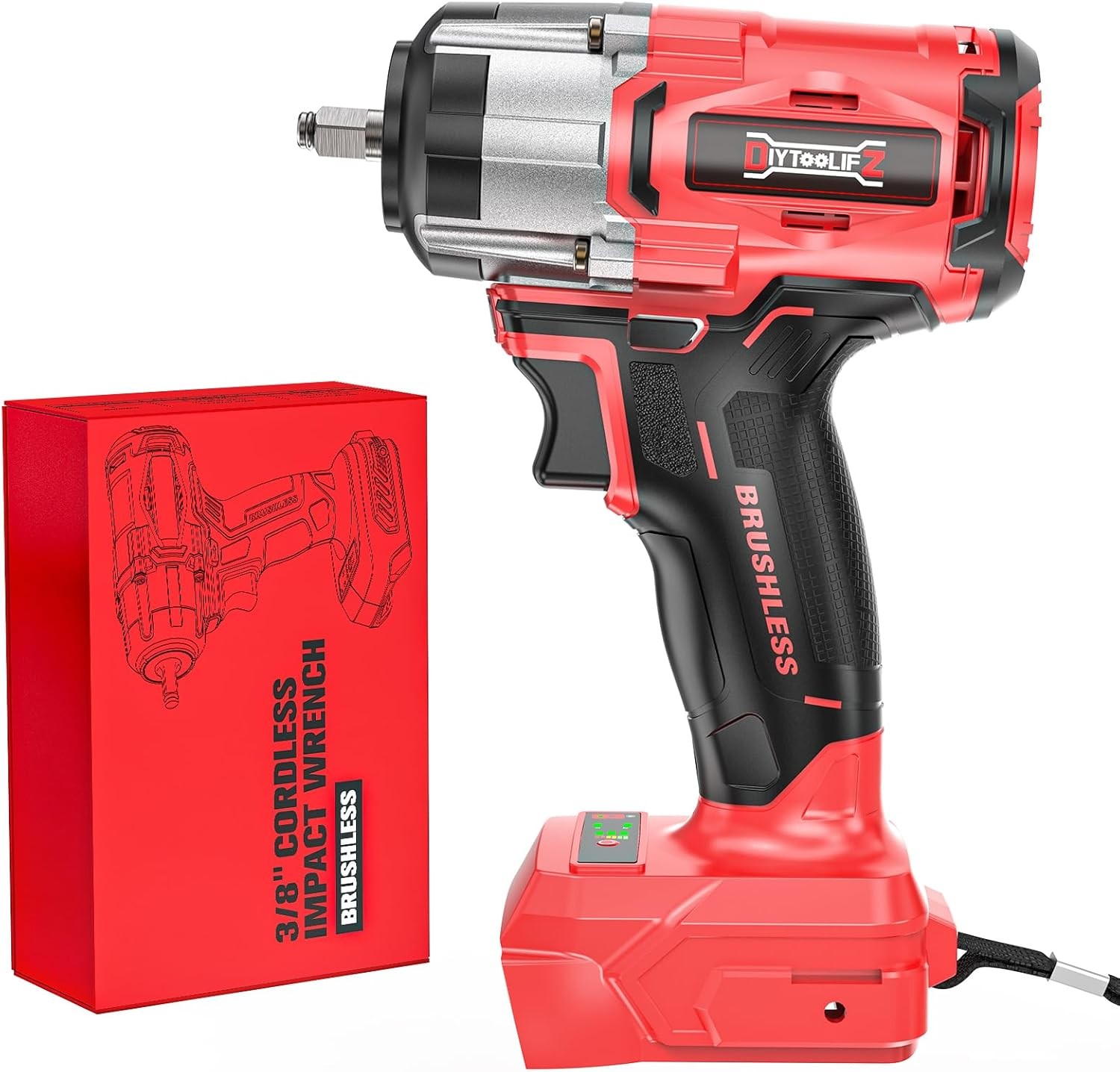 Cordless Impact Wrench Compatible with Milwaukee 18v Battery: 250Ft-lbs(340N.m)
