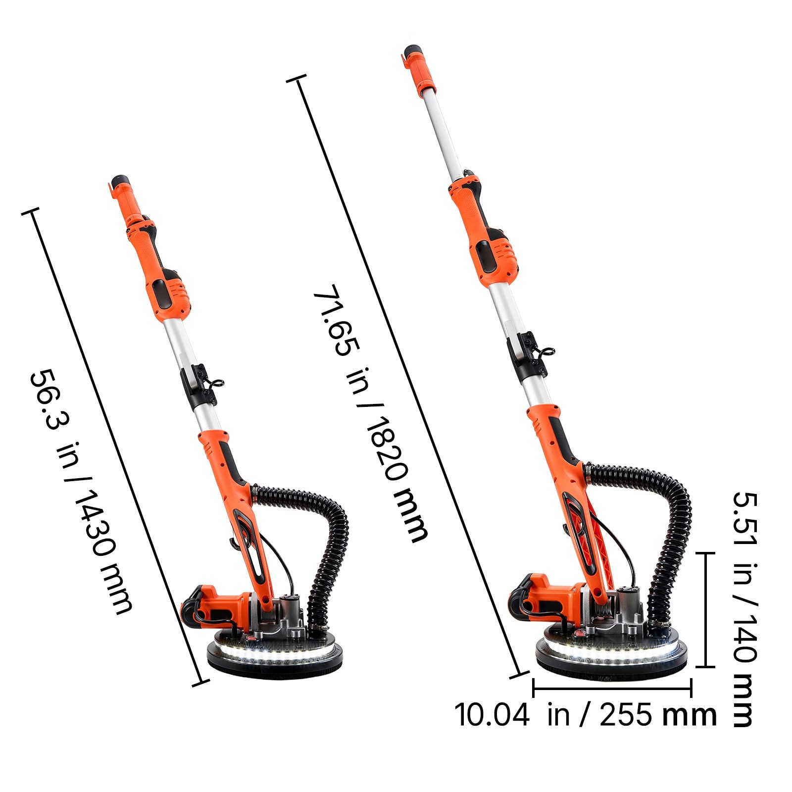850W Electric Drywall Sander LED Light 15 Discs, Foldable Handle Kit