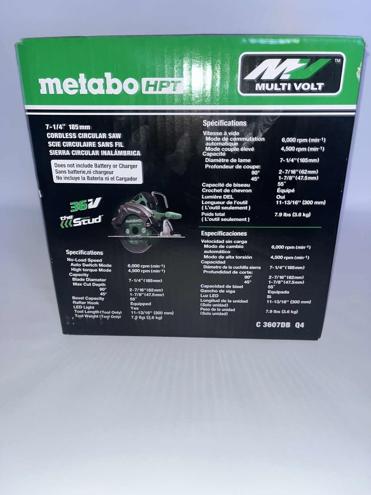 Metabo HPT 7-1/4 in Circular Saw – C3607DWAQ4 (Tool Body Only)