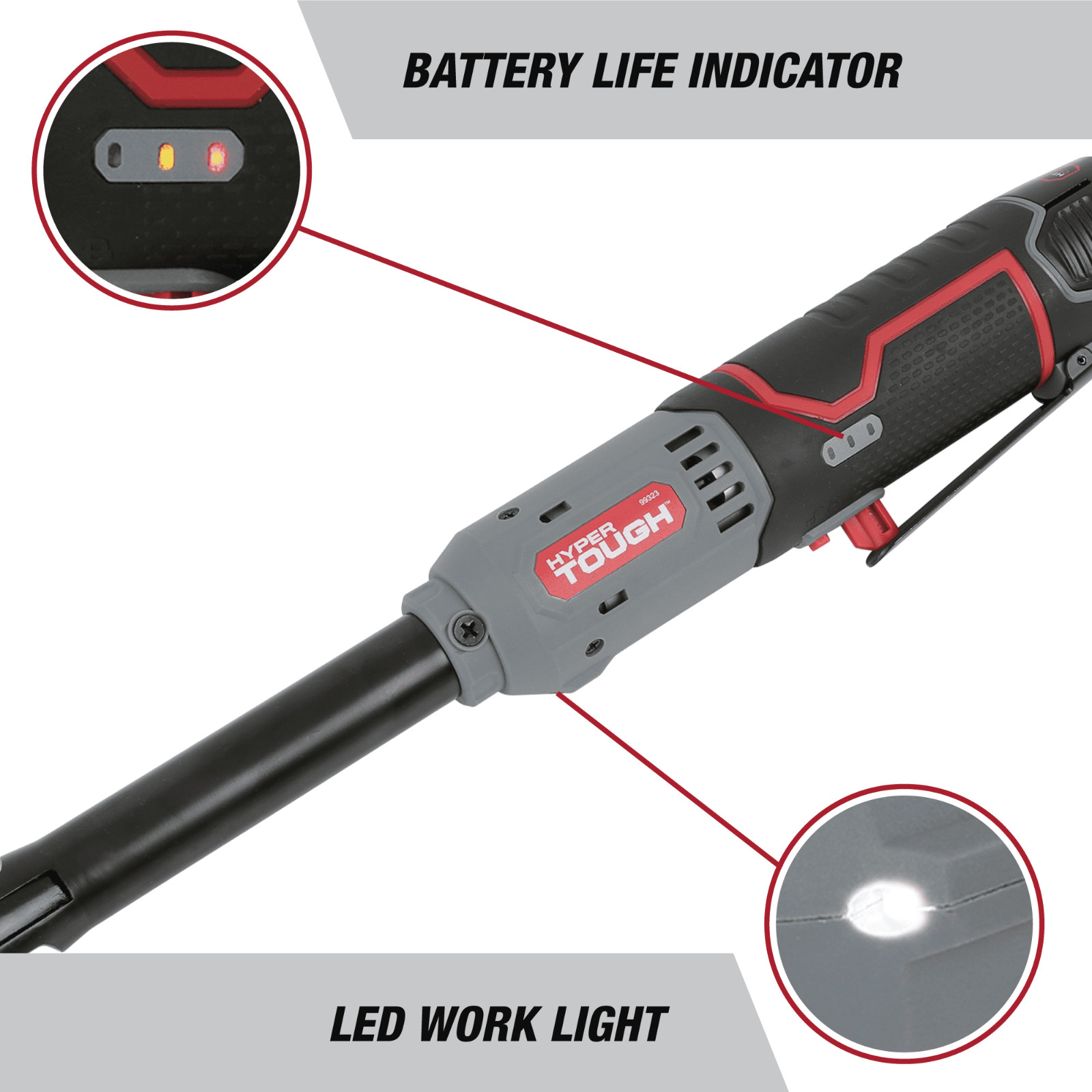 Hyper Tough 12V Max 3/8-in Lithium-Ion Cordless Extended Reach Ratchet (99323)™