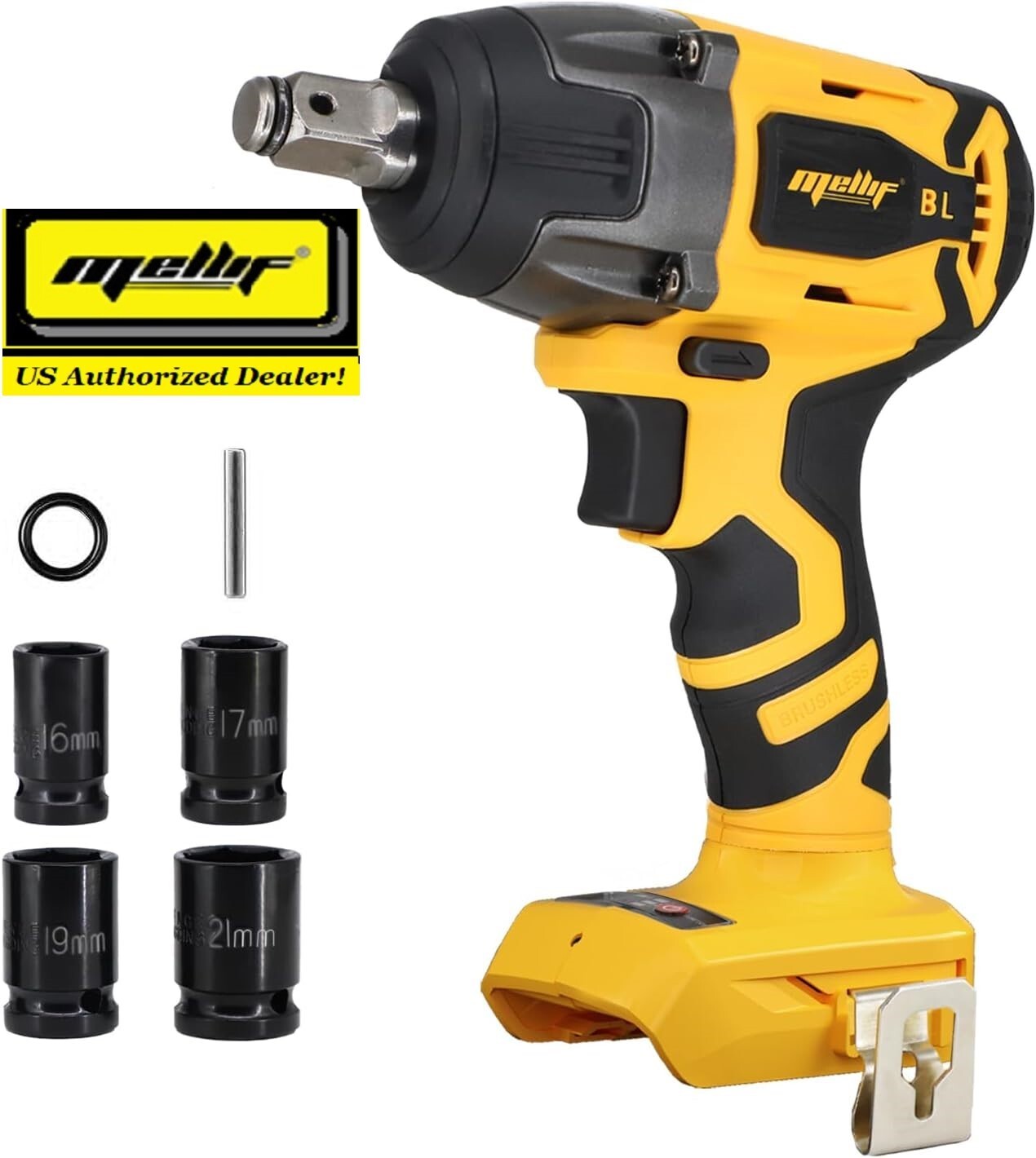 Mellif 1/2&Prime; Impact Wrench FOR Dewalt 20V Max Battery NOT Included Sockets incl