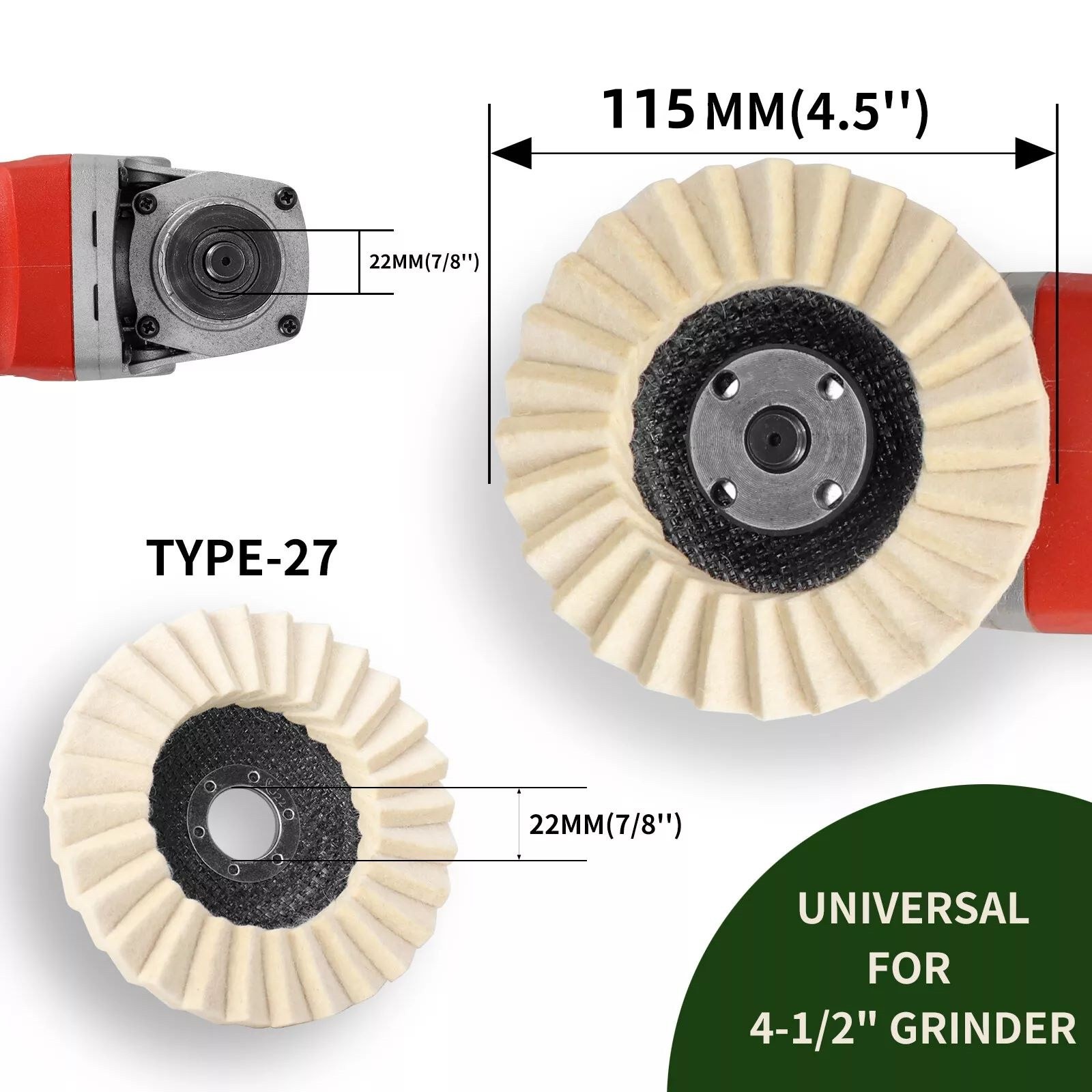 115MM Wool Felt Flap Disc Finishing Wheel Buffing Pads For Metal Glass Wood 2x