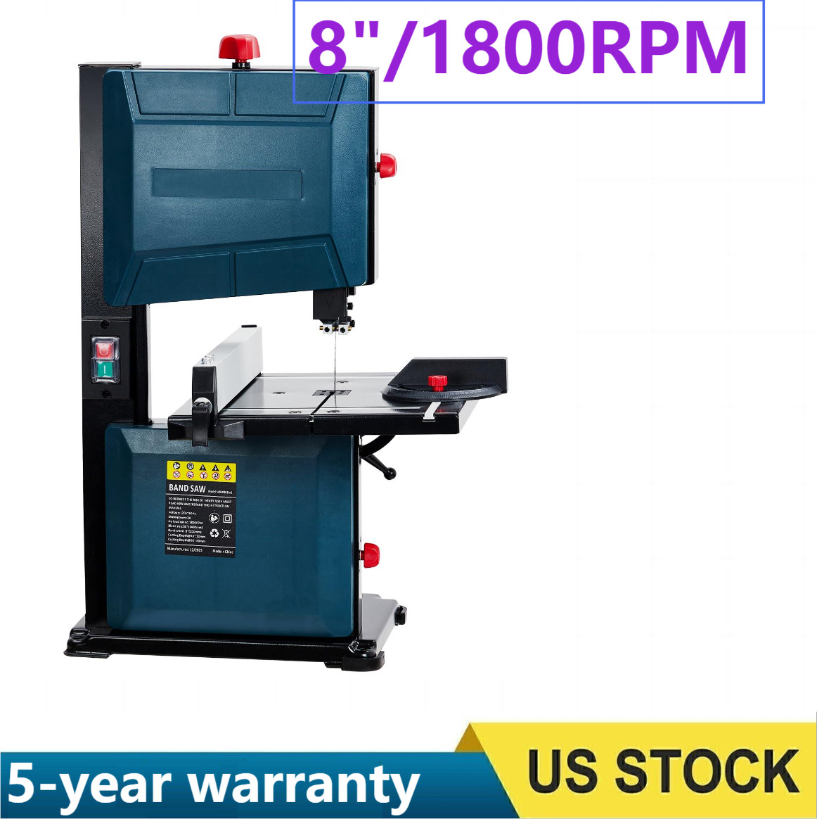 8&Prime; Benchtop Band Saw 3A & 1800RPM Adjustable Blade with Fence and Miter Gauge