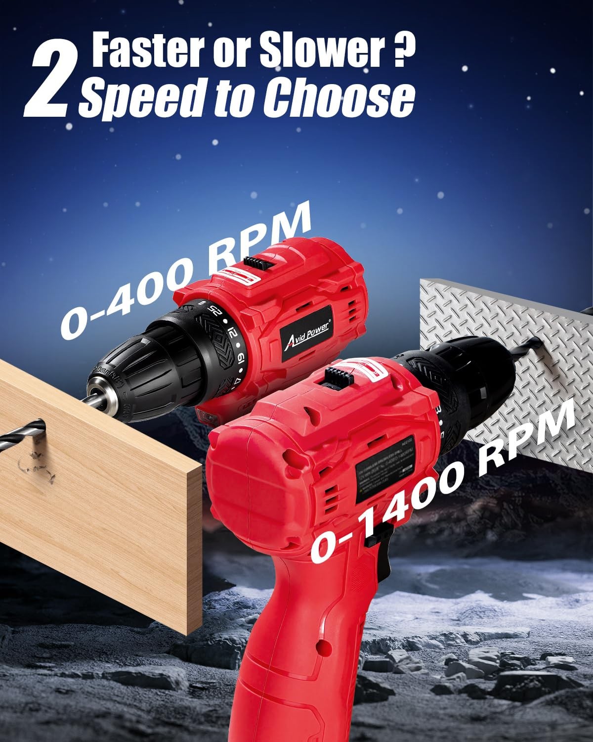 Brushless Power Drill Set, 2-Speed Control, 3/8-Inch Keyless Chuck & 25+1 Pos…