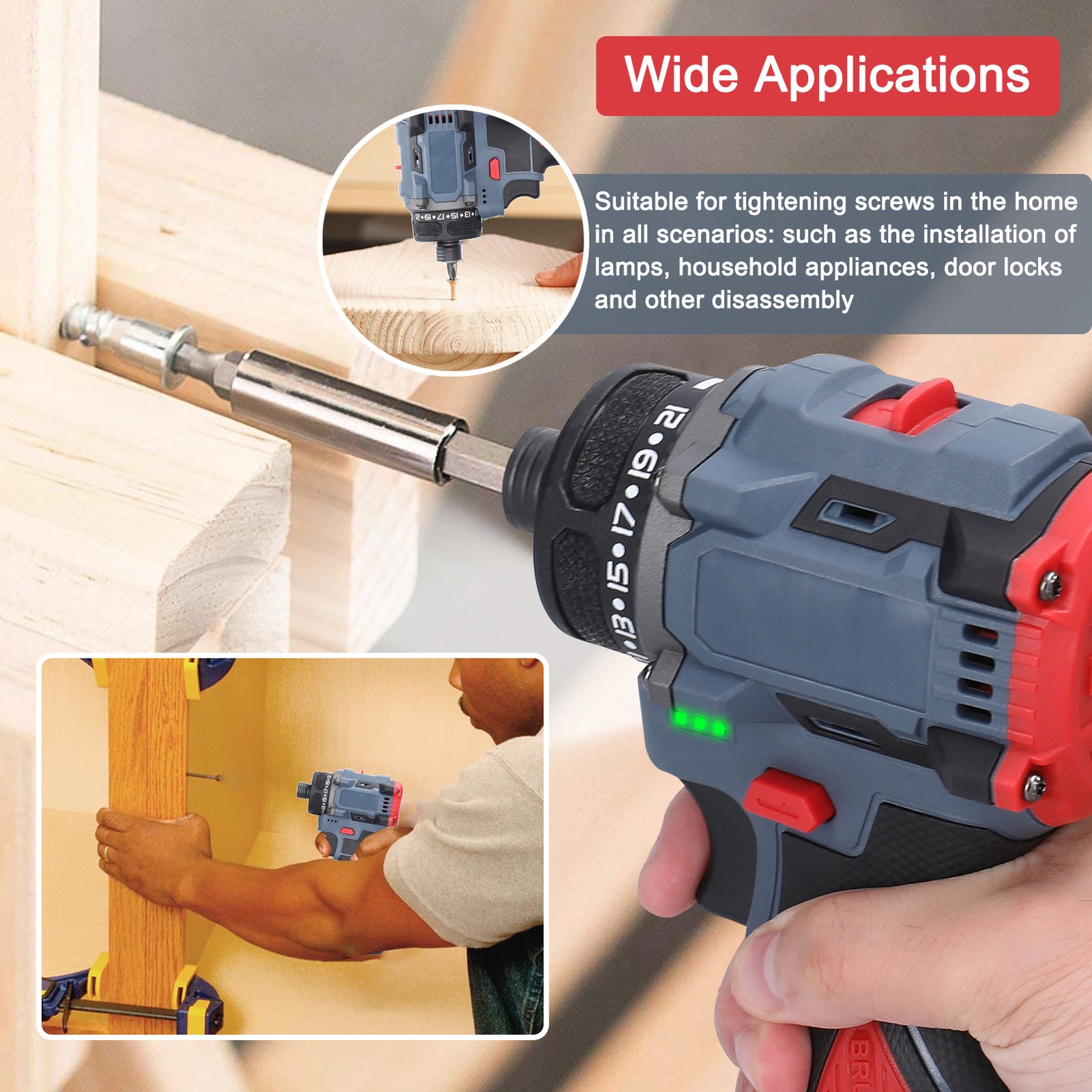 2-16.8V Multi-function Electric Screwdriver 45Nm Brushless Motor Practical Screw