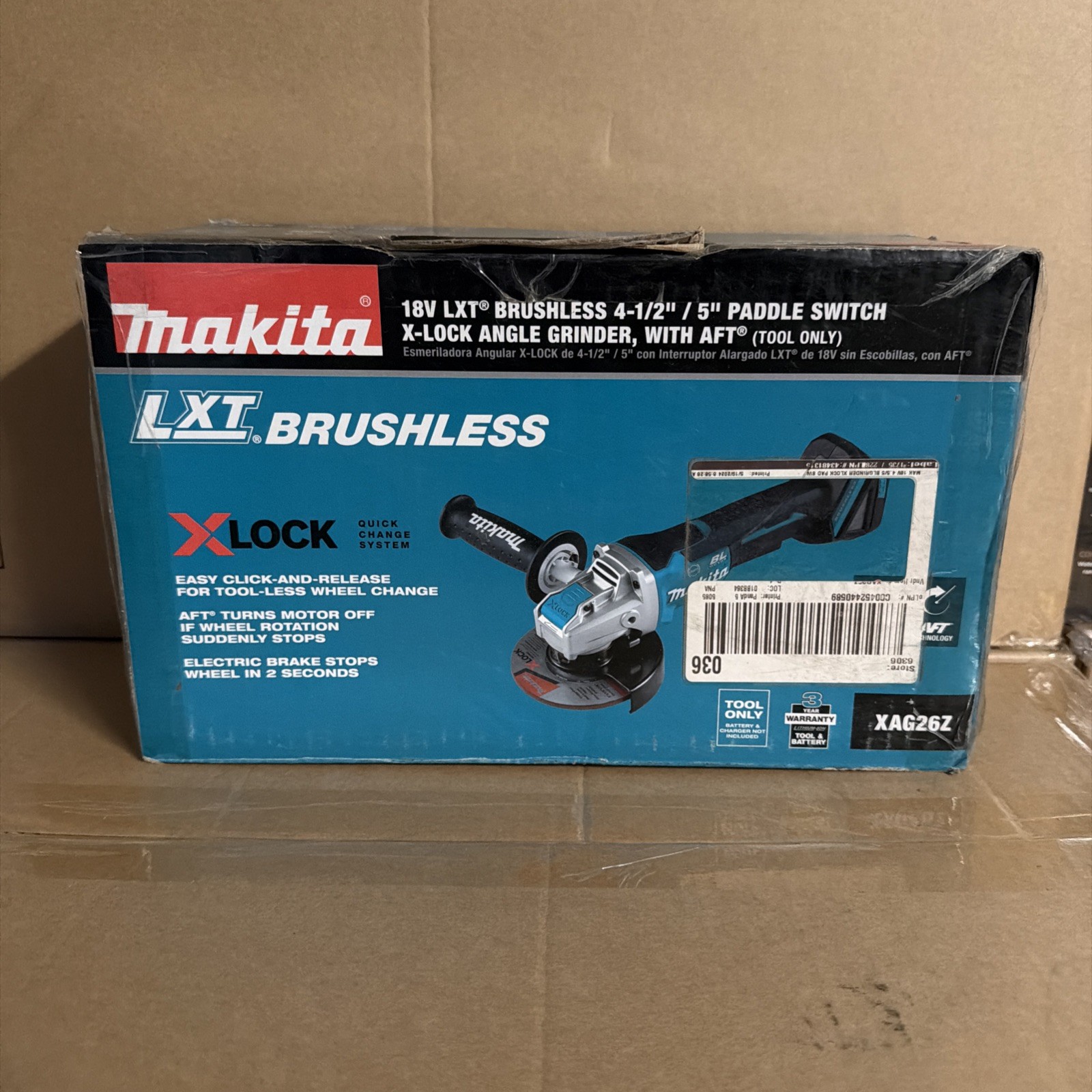 Makita XAG26Z 18V LXT Cordless Angle Grinder – Black/Blue brushless