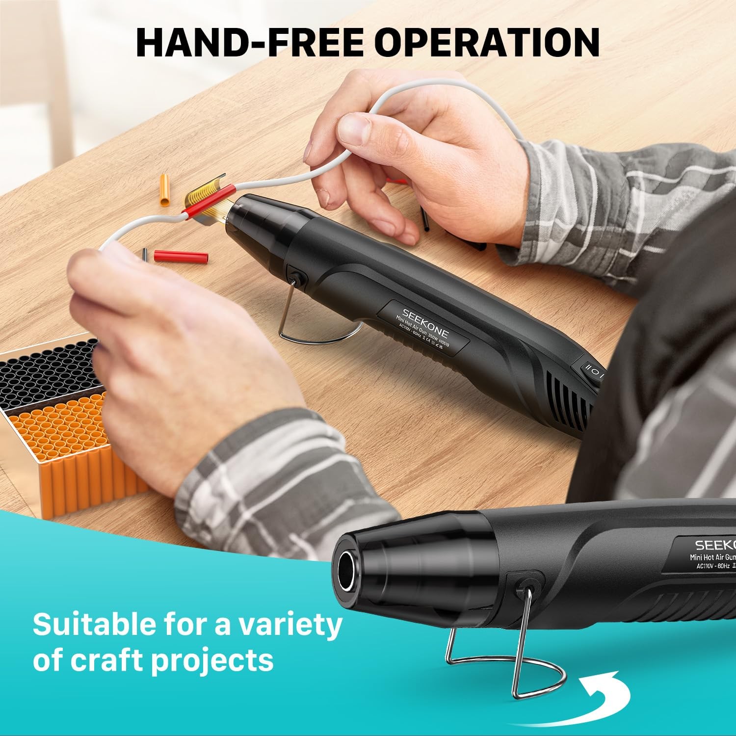 Pistola de Calor Inalambrica 350W Heat Gun 500-842F Dual Temp PVC Shrink Tubing