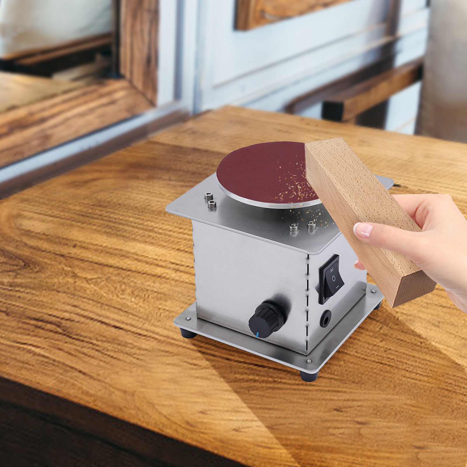 4 Inch Tabletop Mini Disc Sander Wood Metal Electric Sanding Machine 6000RPM USA