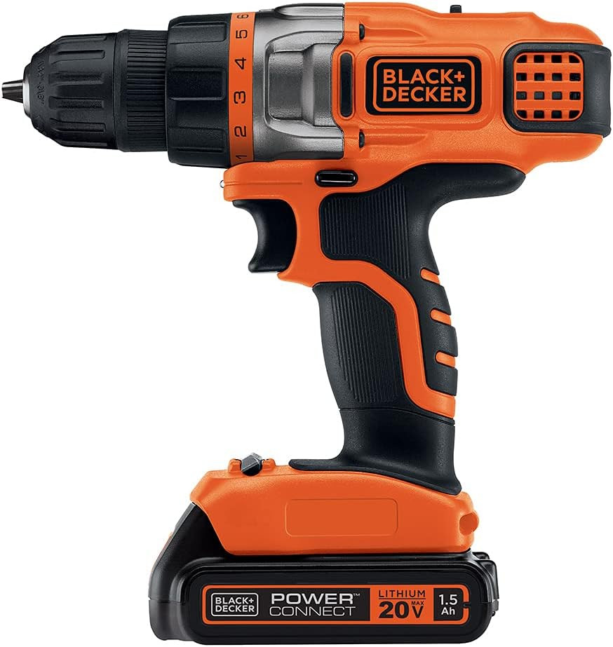 BLACK+DECKER 20V MAX Cordless Drill Driver with Battery and Charger, LED Work Li