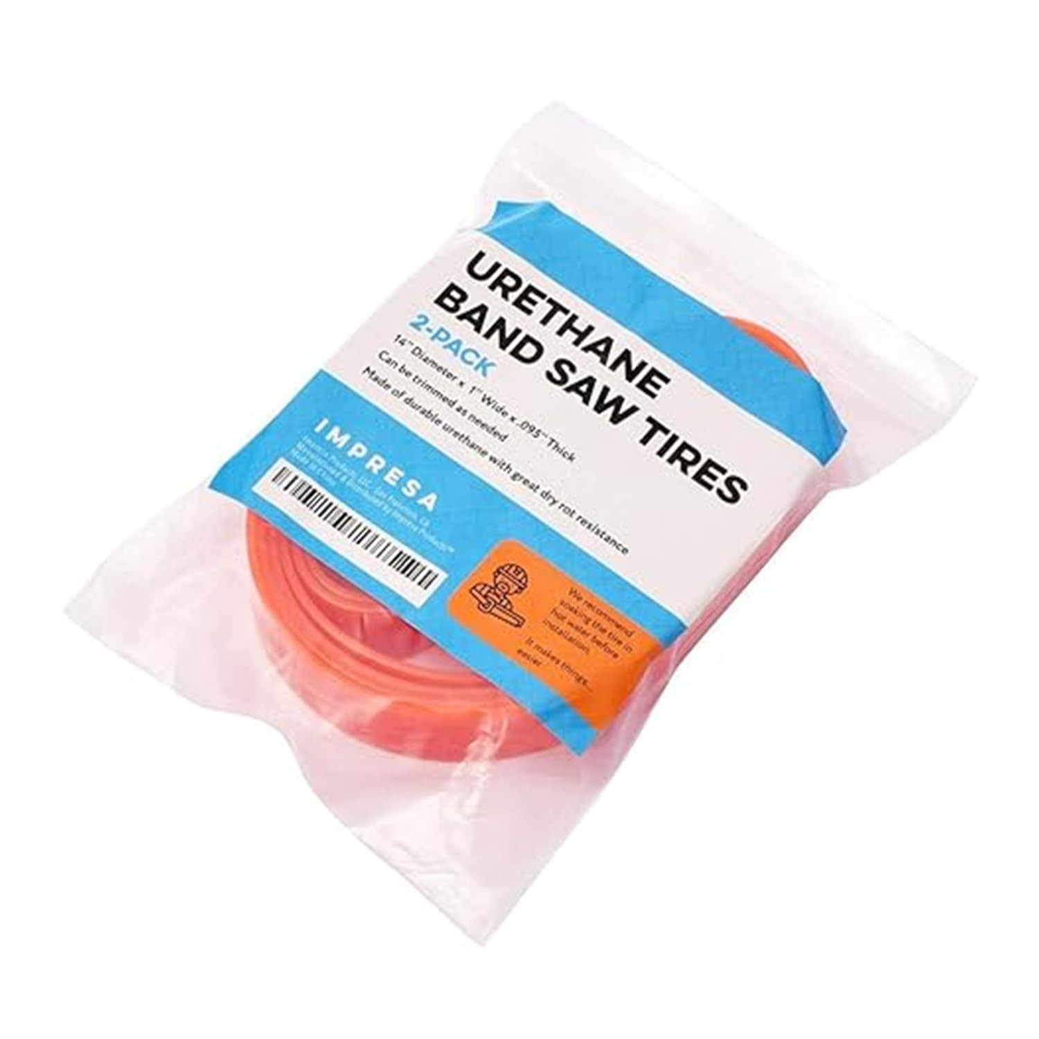 IMPRESA Bandsaw Tires – 2-Pack of Orange 14 Inch X 1 X .095,