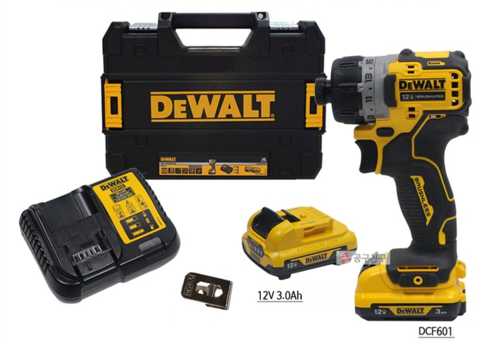 DeWalt DCF601 Drill 2×3.0Ah BL 12V Max Keyless 6.35mm 1100Rpm 8Nm Charger_220V