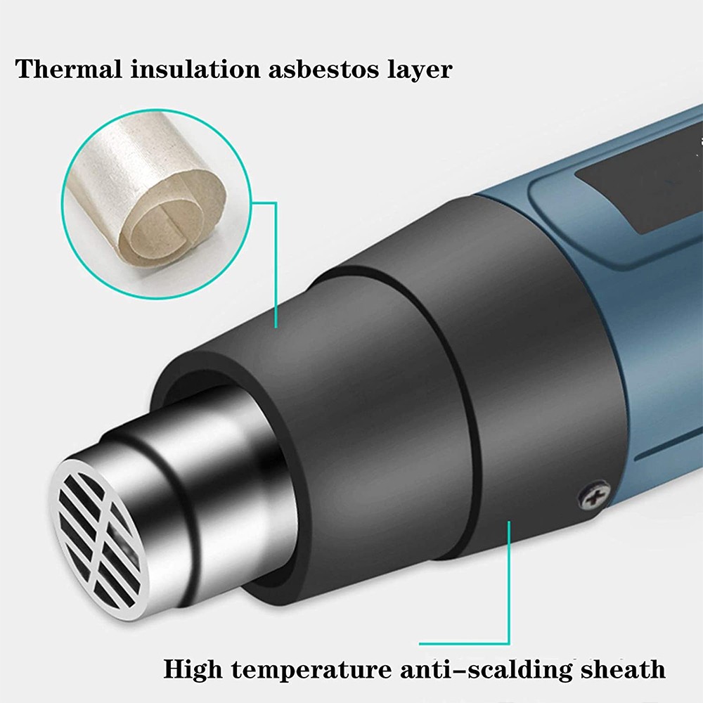 2500W Heat Gun Electric Hot Air Gun Dual Temperature LCD Display 4 Nozzles Tool