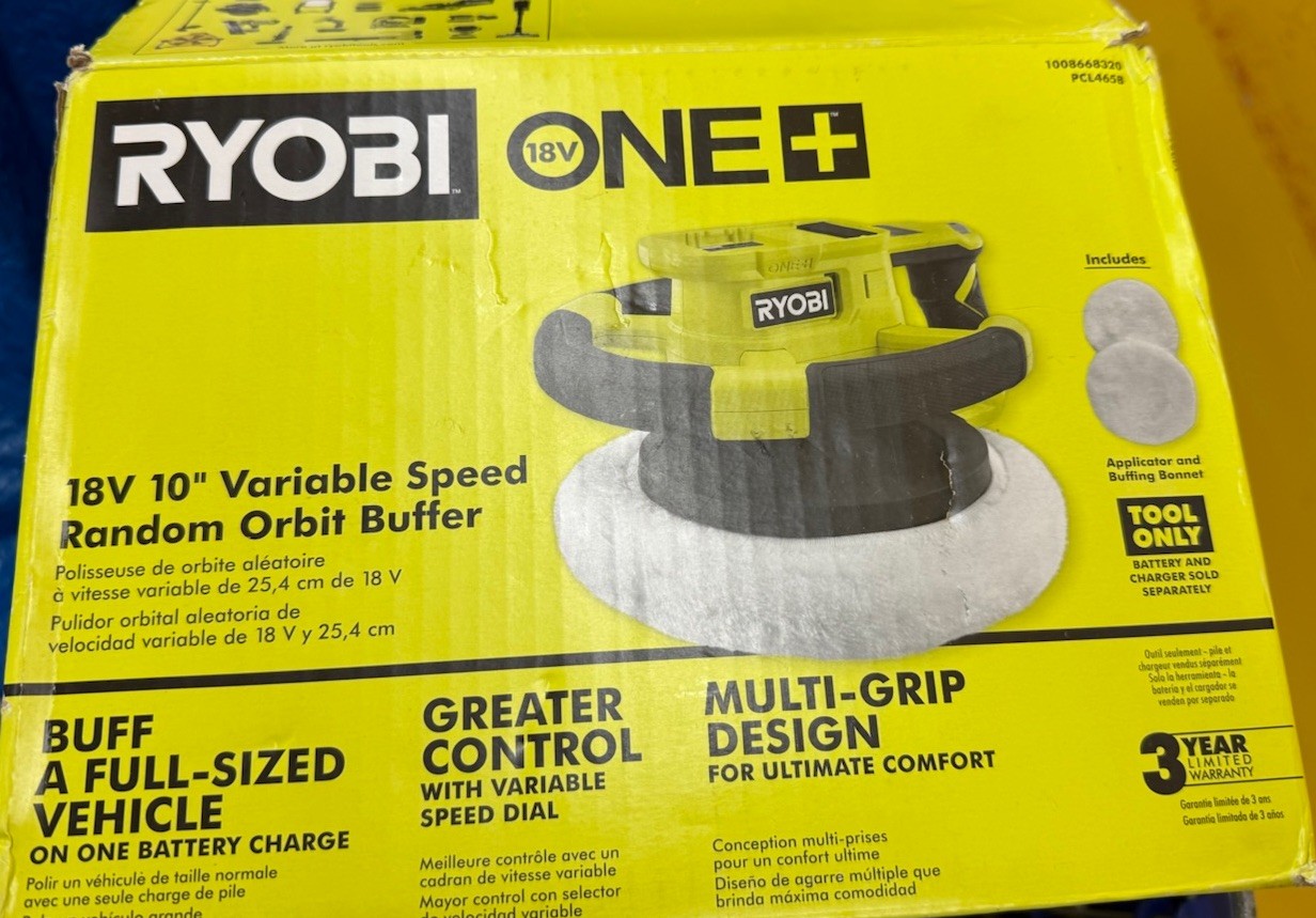 Ryobi Two Speed Random Orbit Buffer 18v Cordless 6 In Buffing Pads (TOOL ONLY)