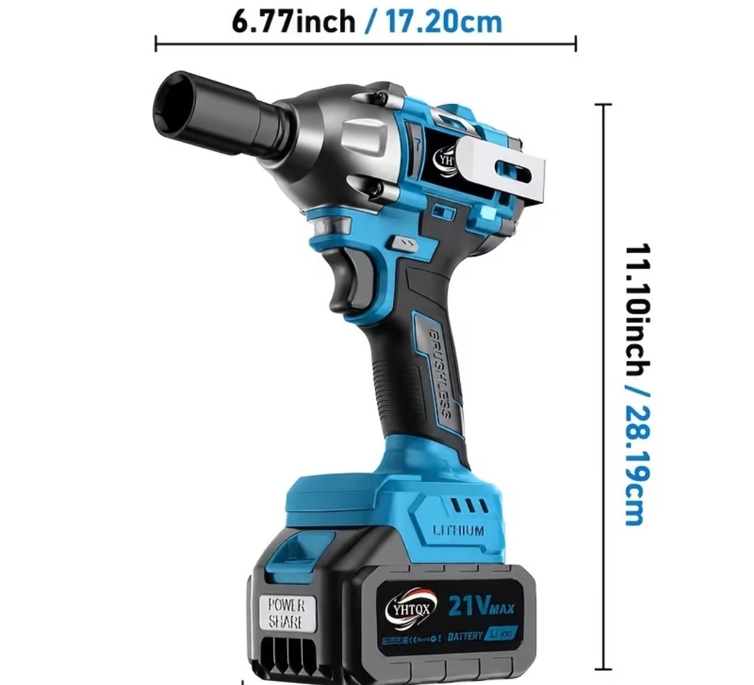 21V Brushless Impact Wrench 550N.m High Torque Cordless Impact Gun