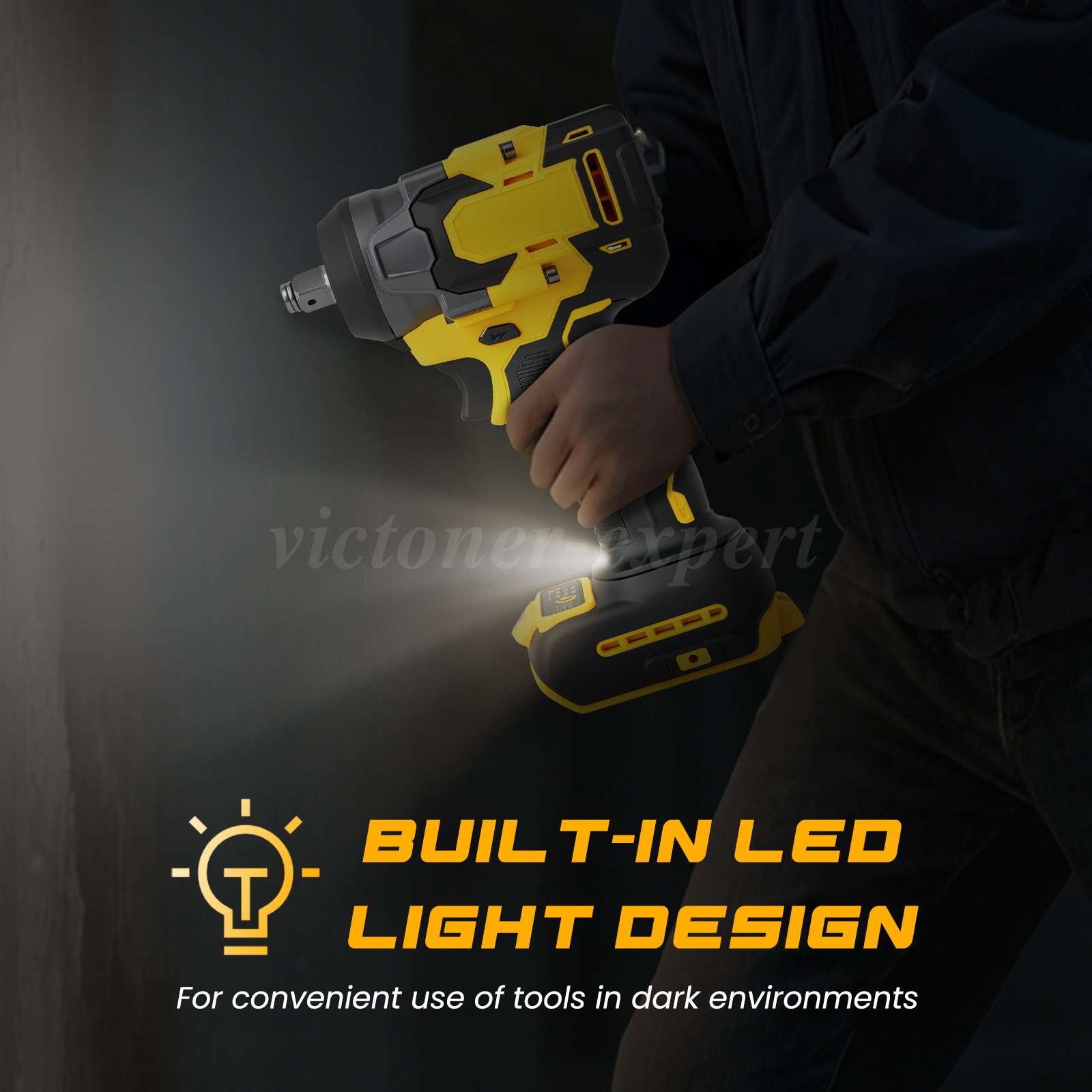 800Nm 1/2&Prime; Cordless Impact Wrench for Dewalt 20V 18V Battery Brushless Electric