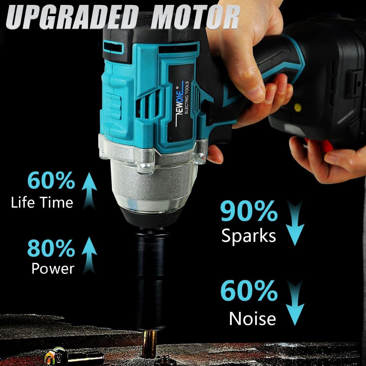 20v Brushless Crodless Impact Wrench, 370 Ft-lbs (500N.m) Impact Gun 1/2 inch…