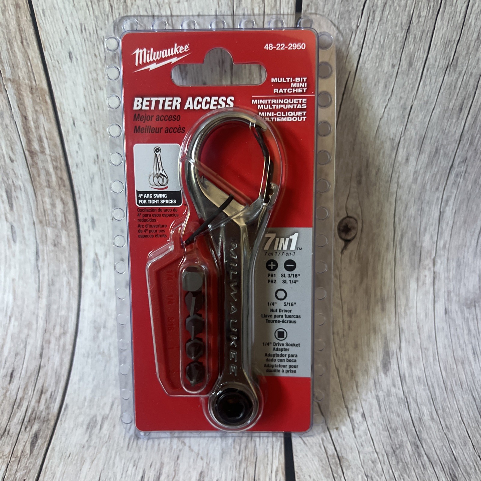 Milwaukee Tool 48-22-2950 7-In-1 Multi-Bit Mini Ratchet, Includes Bits, Compact
