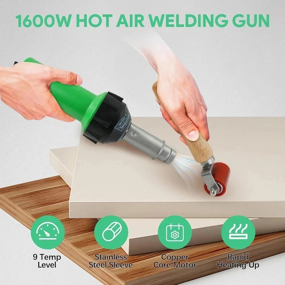 110V 1600W Professional PVC Roofing Welding Tools, Hot Air Plastic Welder Kit wi