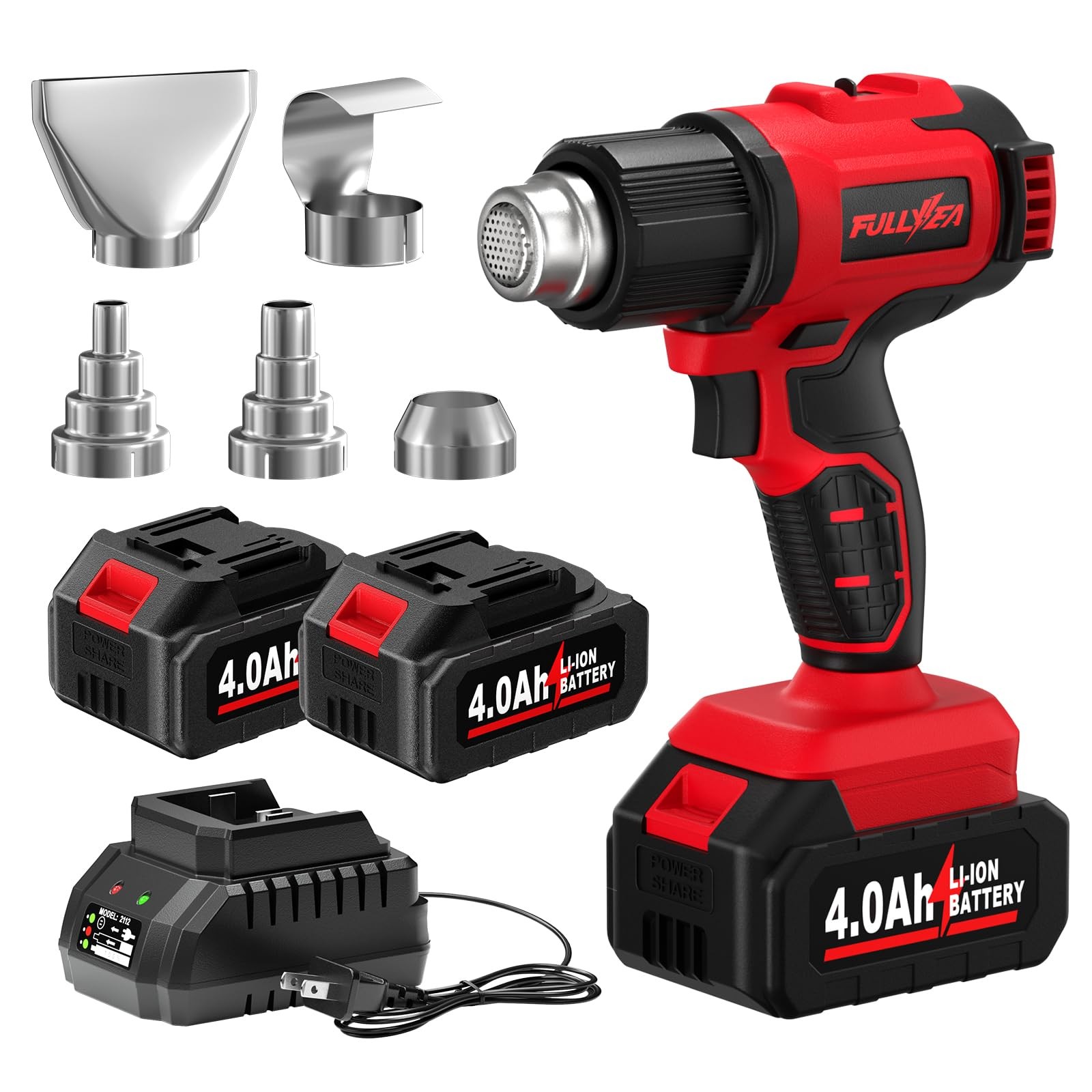 Cordless Heat Gun, Max 550°C (1022°F), Hot Air Gun Kit with 5 Nozzles
