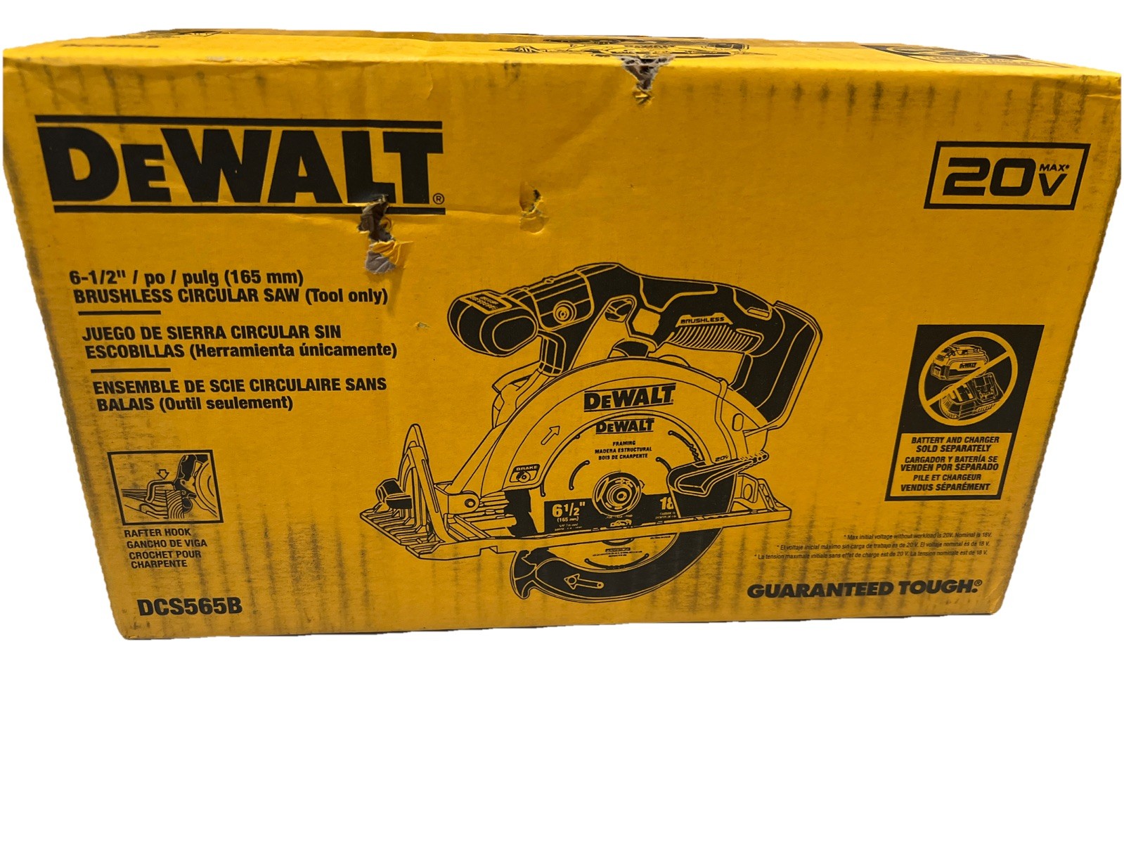 Dewalt DCS565B 20 Volt MAX 6-1/2&Prime; Brushless Cordless Circular Saw 20V New