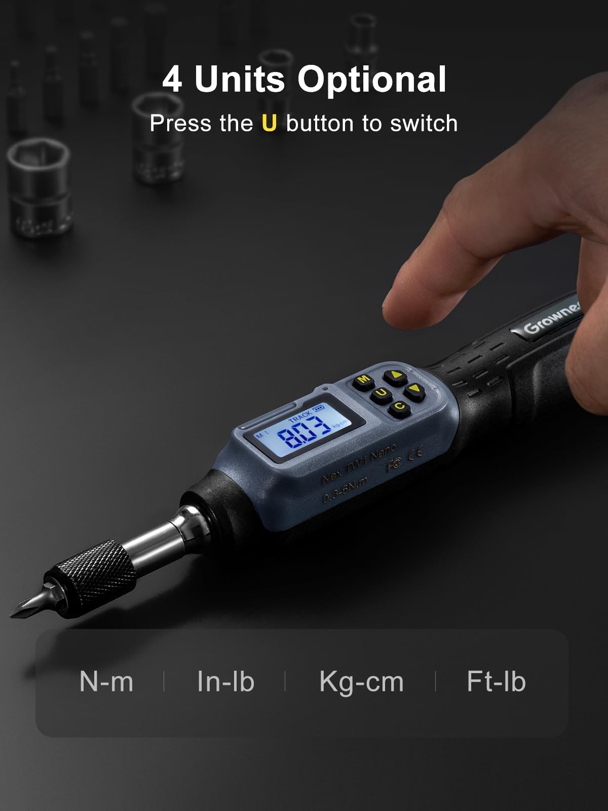 GROWNEER Digital Torque Screwdriver, 2.66-53.1 In-lbs/0.3-6 Nm, 1/4 » Black