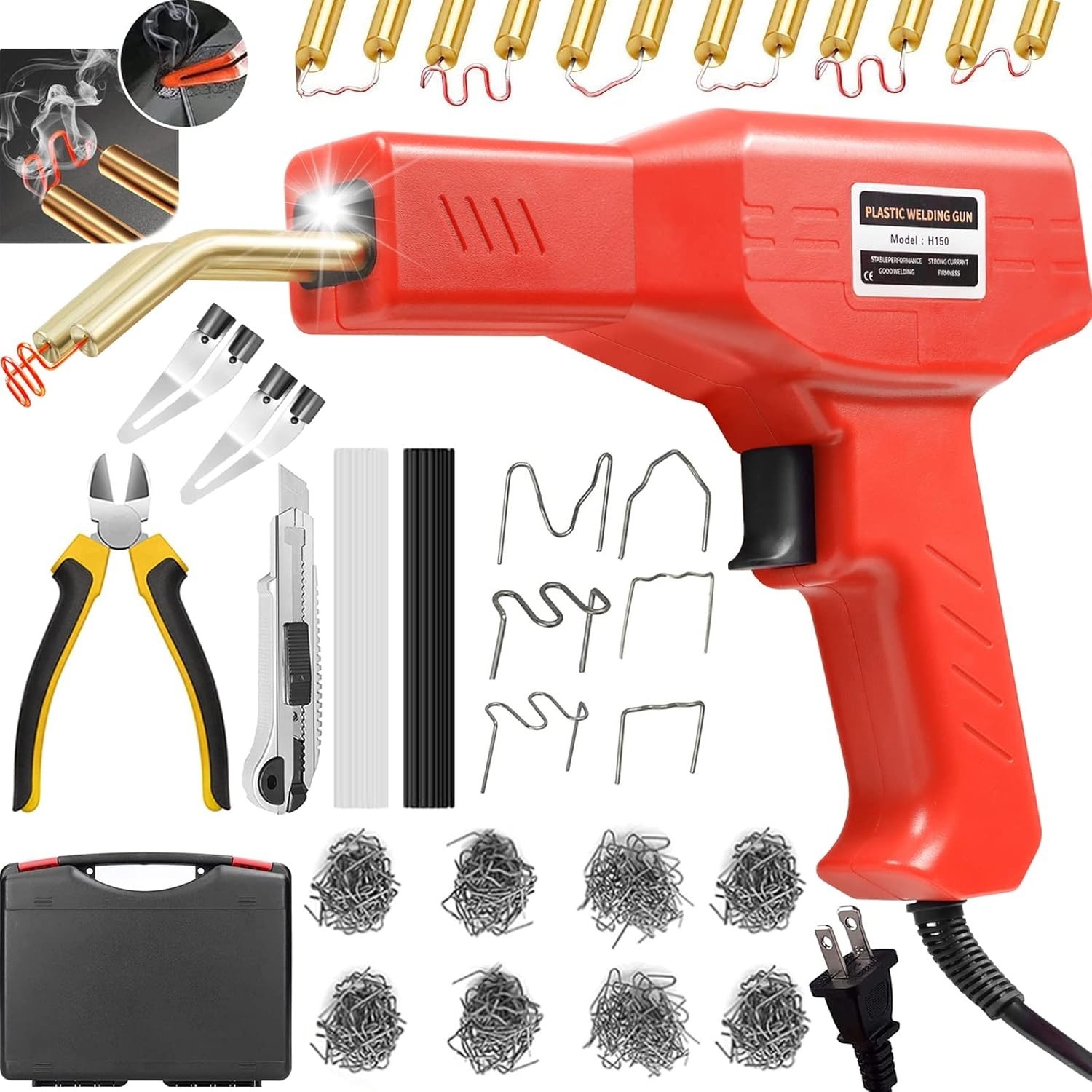 Plastic Welder Kit Hot Stapler Repair 2 in 1 Car Bumper Crack Fix 1000pcs