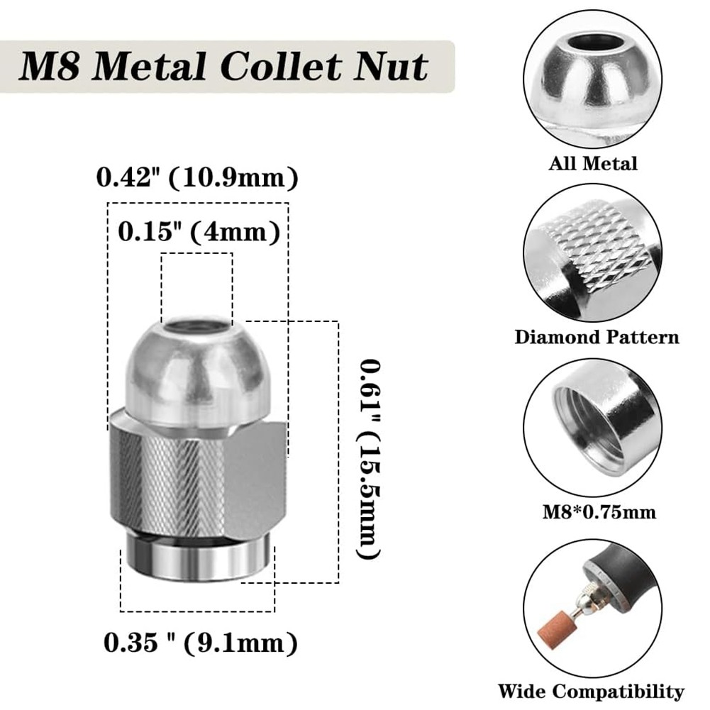 16PCS Drill Chuck Collet Set, 4486 Keyless Change Chuck Rotary Tool with5536