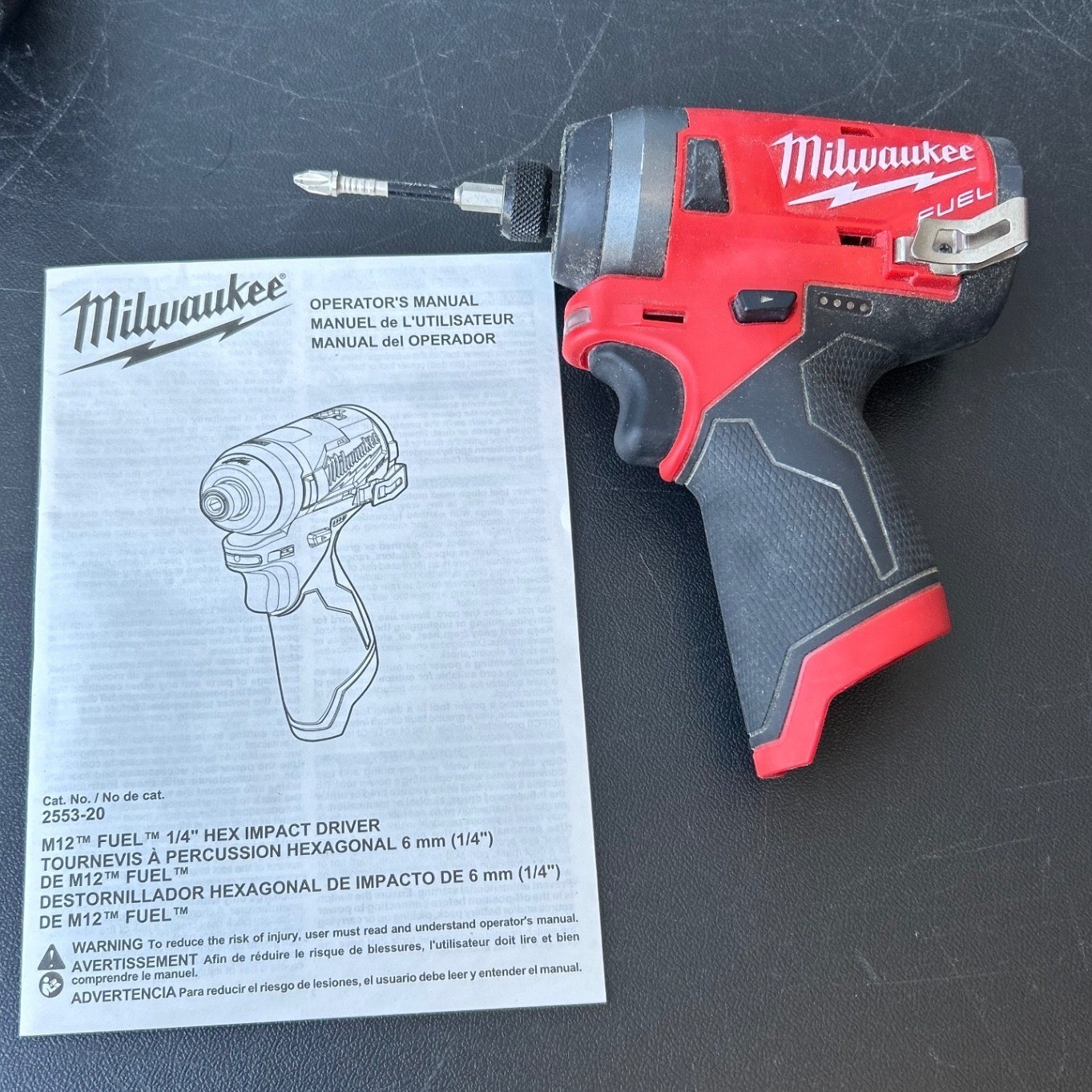 Milwaukee M12 FUEL 1/4 Hex Impact Driver 2553-20 with Charger and Hard Case