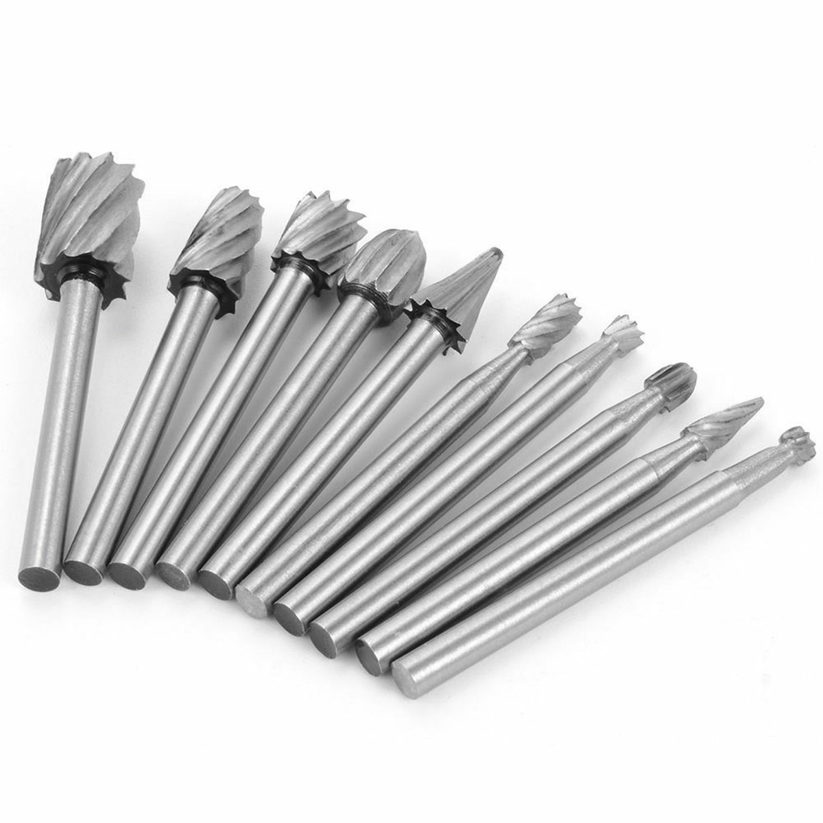 10Pcs Tungsten Carbide Rotary Burr Set,Grinder Bit 1/8&Prime; Shank Dremel Rotary Tool