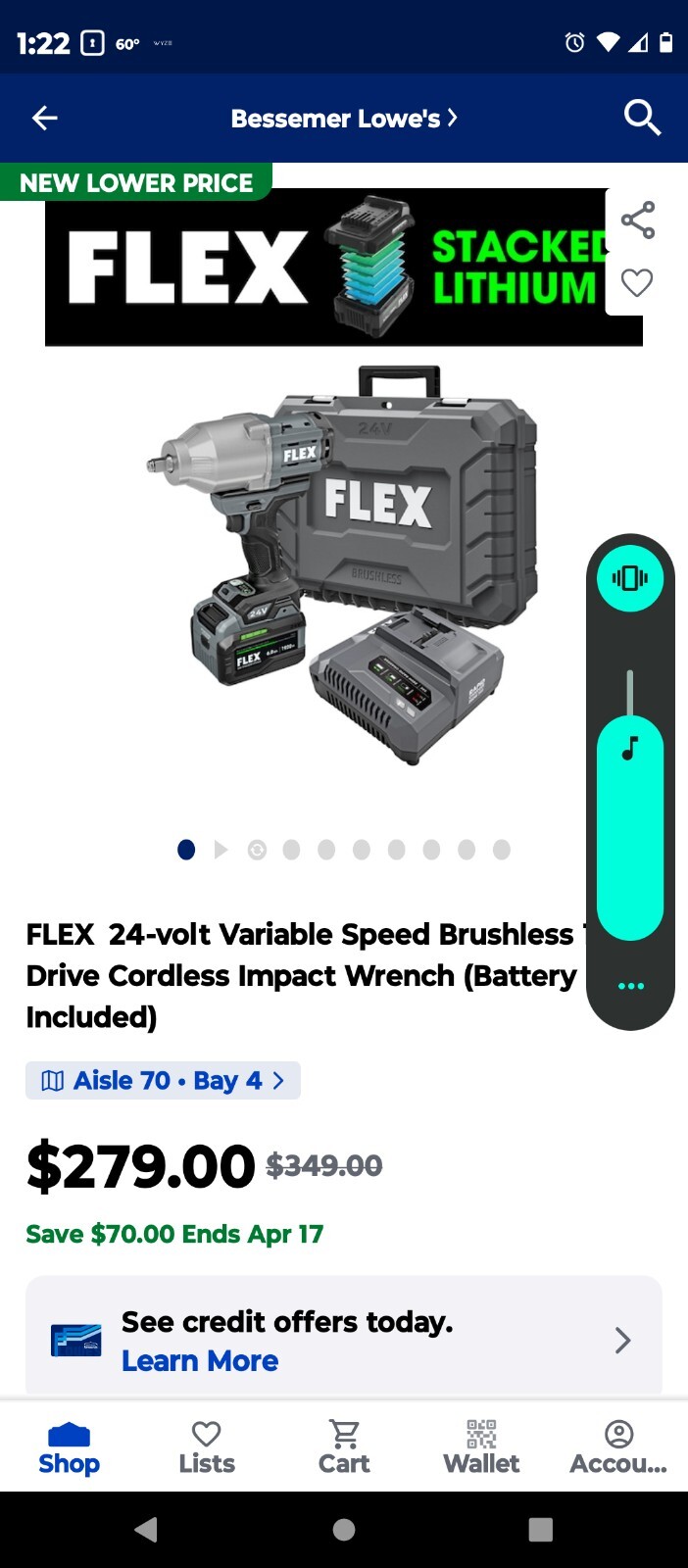 Used)Genuine FLEX 1/2 Impact Wrench Brushless FX1471-1C Grey /Silver High Torque