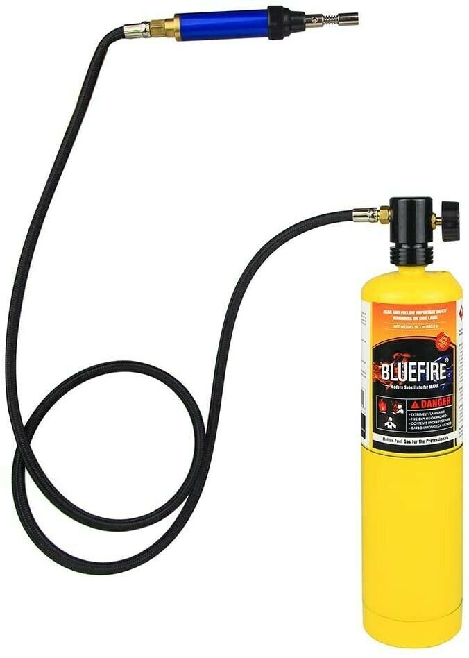 BLUEFIRE Propane / MAP Gas Soldering Torch Head Multi-Function Kit with 3&prime; Hose