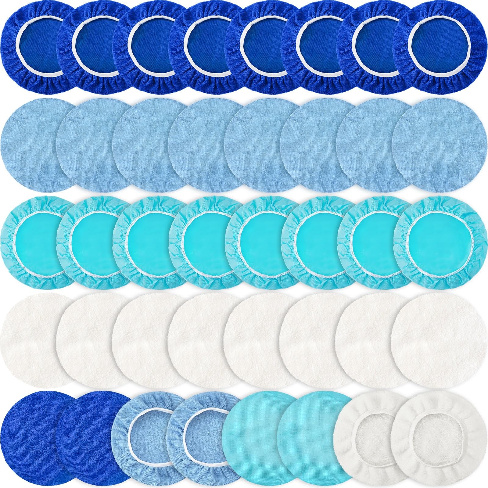 40 Pcs Car Orbital Buffer Polisher Pad 9 to 10 Inches Microfiber Polishing Pa…