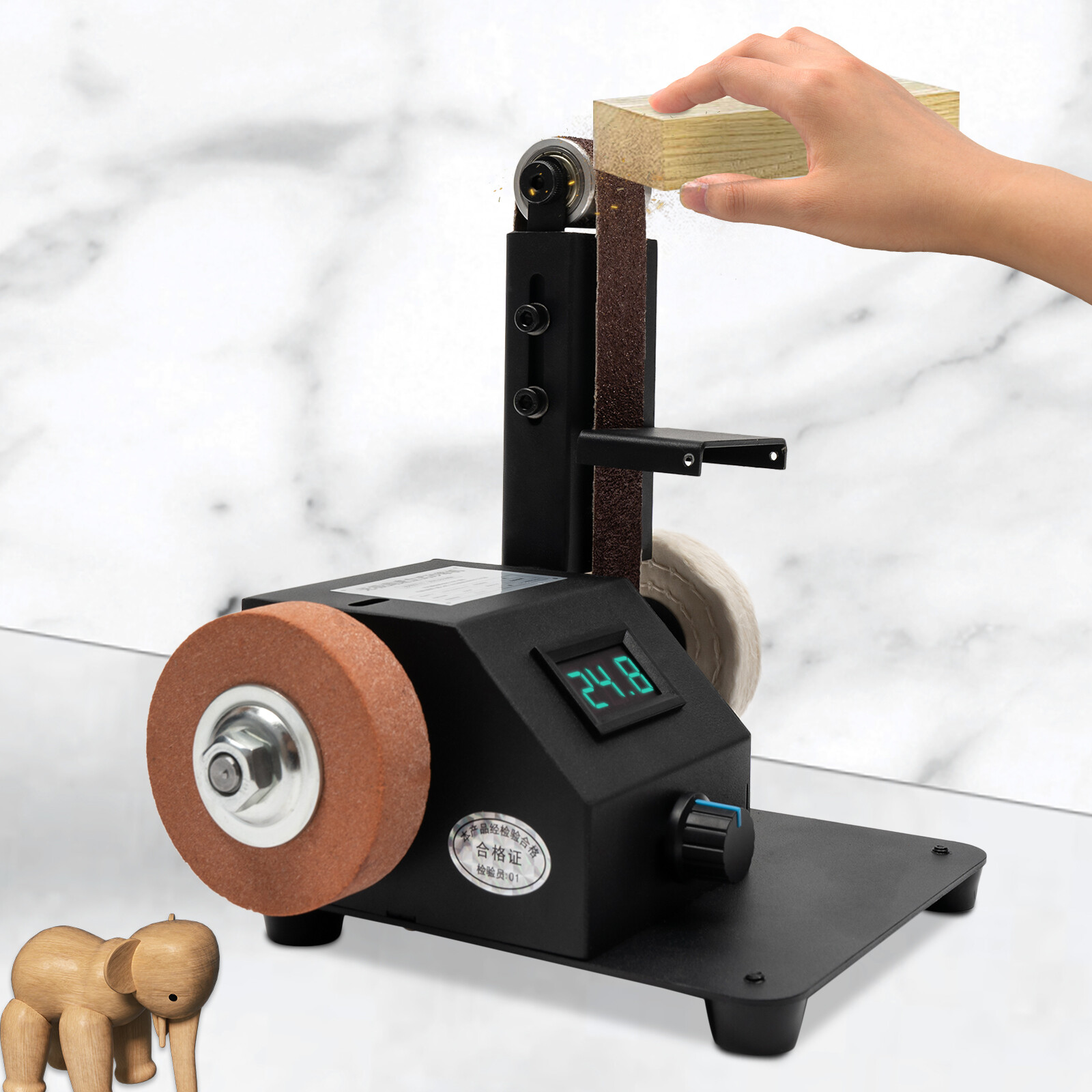 Belt Sander Bench Grinder Knife Sharpener Tool w/10 Belts Table Polishing Sander