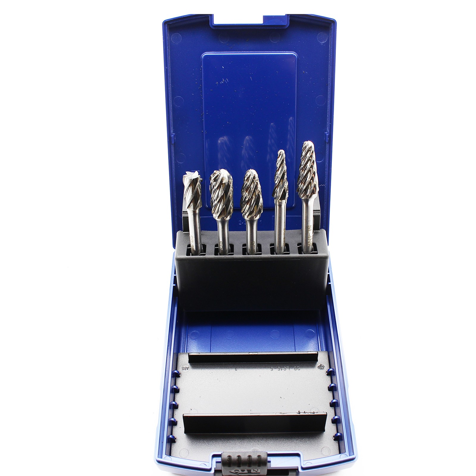 TEMO 5 pc NF Aluminum Cut CARBIDE BURR FILE Set 1/2&Prime; 3/8&Prime; HEAD 1/4&Prime; D 2&Prime; L Shank