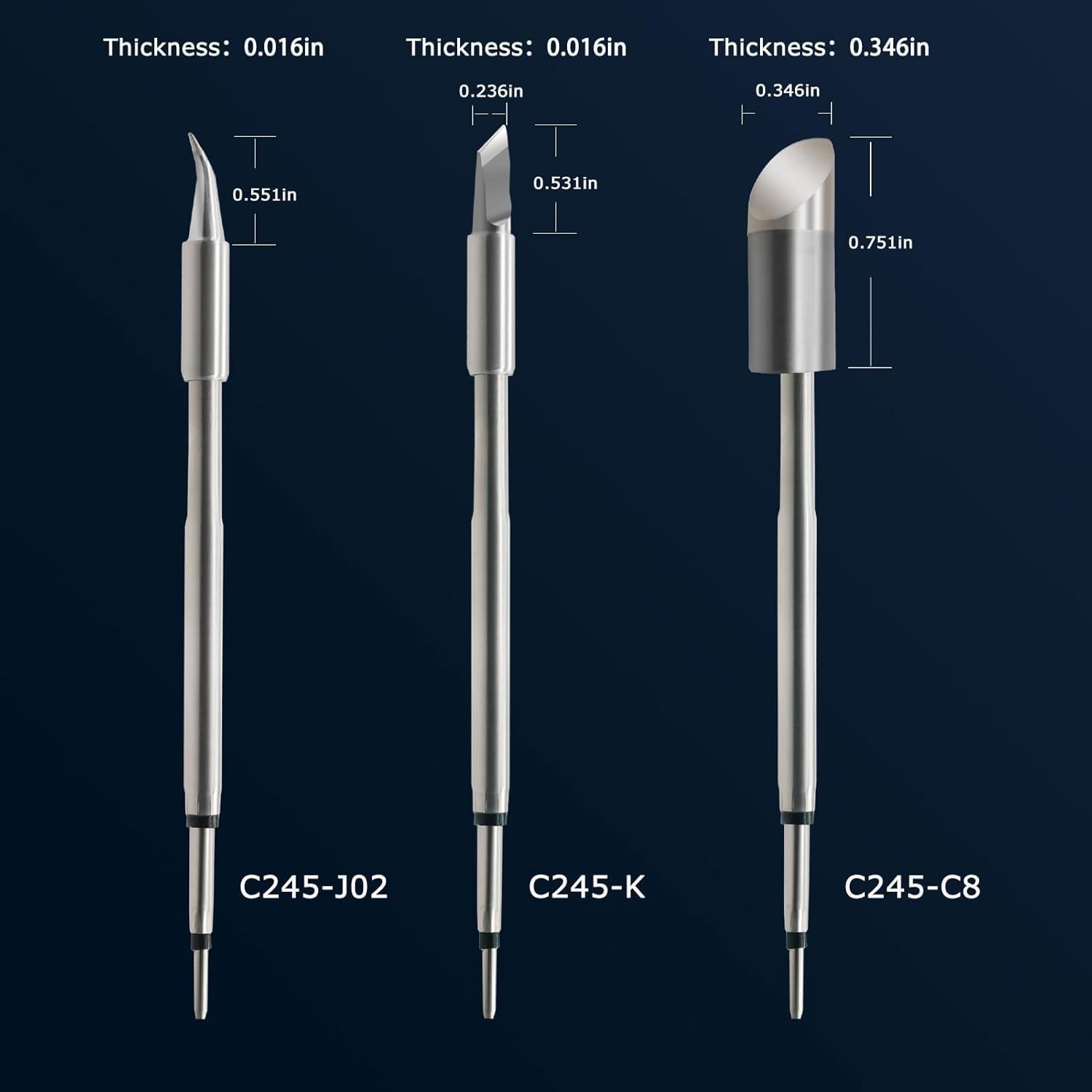 3 PCS Soldering Iron Tips C245K J02 C8 Fits C245939 786 301 JBC Station