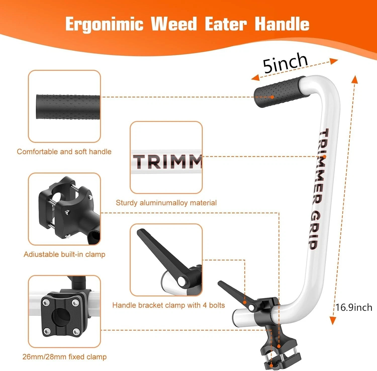 Upgraded Weed Eater Handle, String Trimmer Handle, Trimmer Grip Extension, 16.9&Prime;