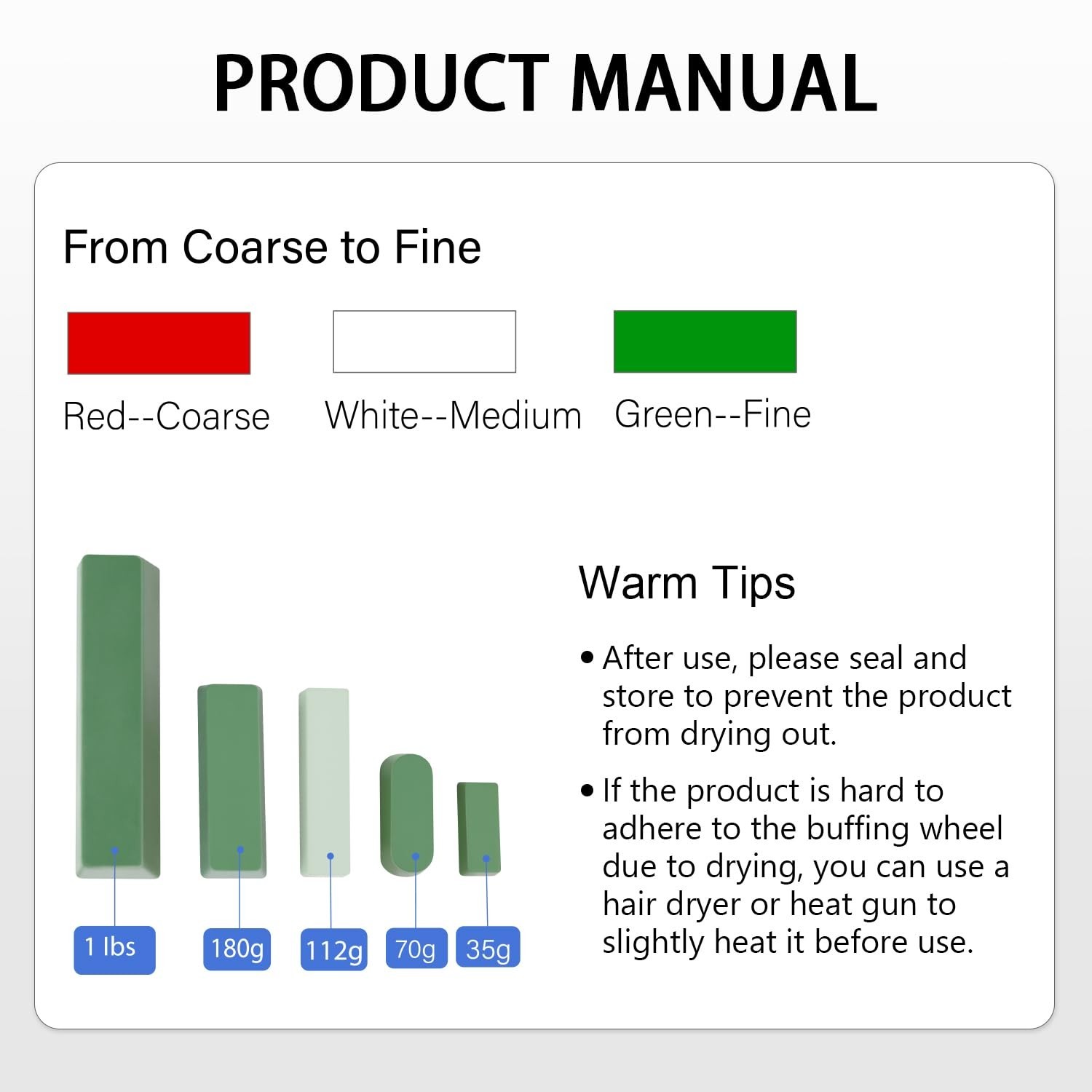 3-Piece Buffing & Polishing Compounds Kit for Metal & Non-Metal Surfaces