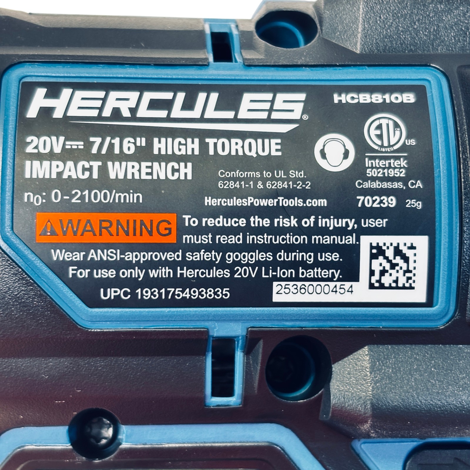 Hercules 20V 7/16&Prime; High Torque Brushless Impact Wrench HCB810B