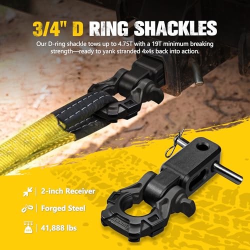 Off Road Recovery Kit, Includes 30ft+10ft Tow Strap, Snatch Tow Strap Kit